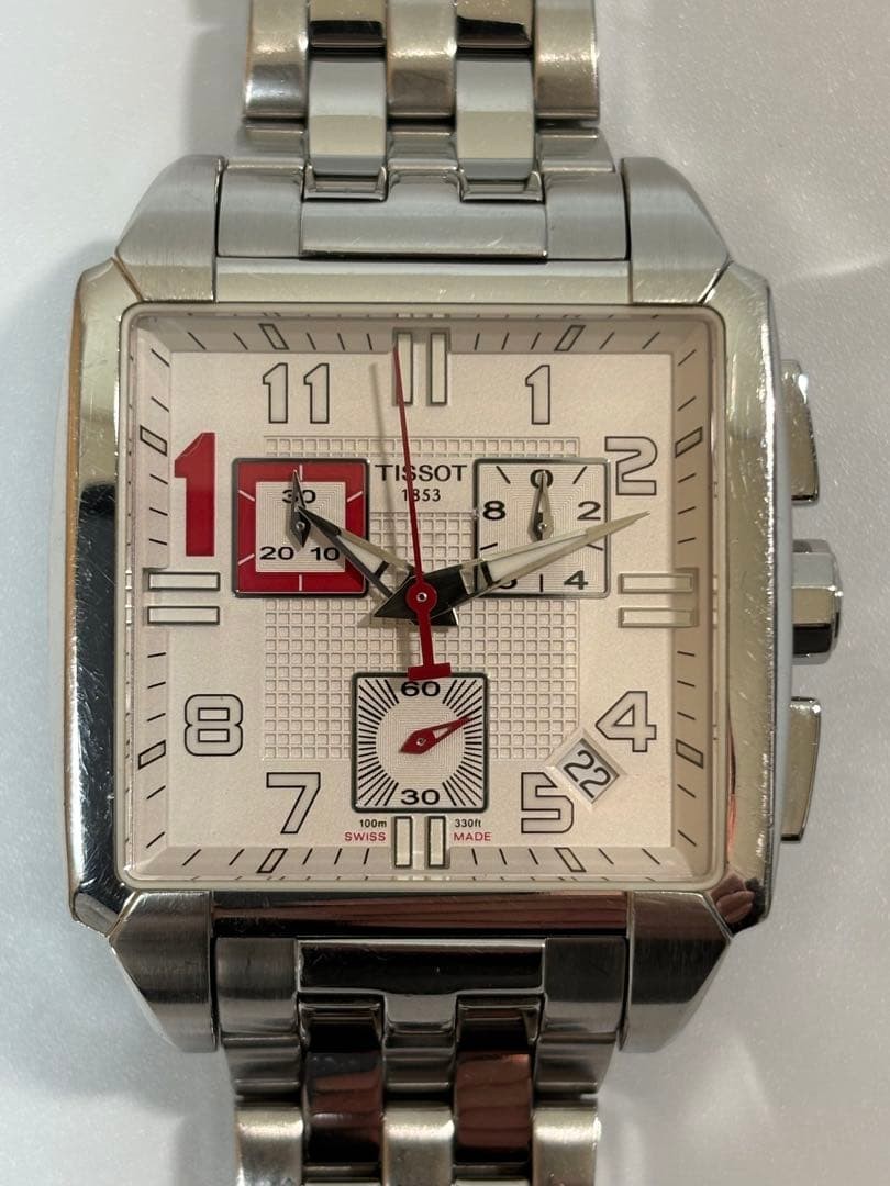 Tissot Quadrato Michael Owen Chronograph Watch Wrist 18cm 7.09in Quartz Rare