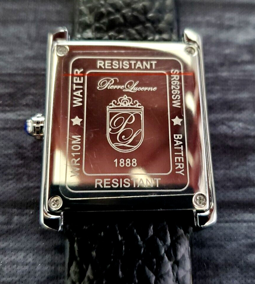 RARE NOS Seiko Men Tank Rectangular Blue Dial Black Leather band Dress Watch