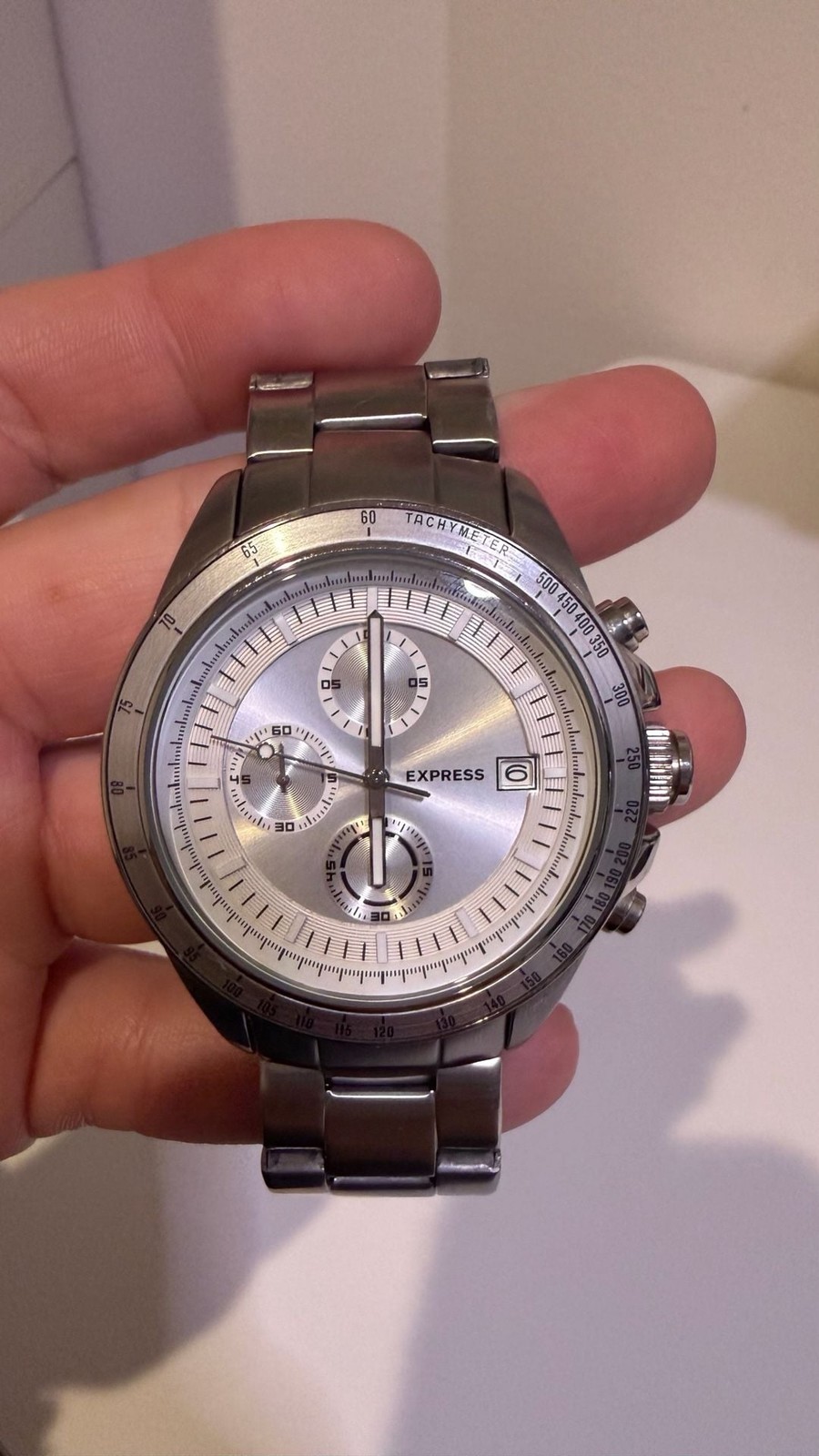 Express Men’s Chronograph Silver-Tone Stainless Steel Watch FMDEX028S