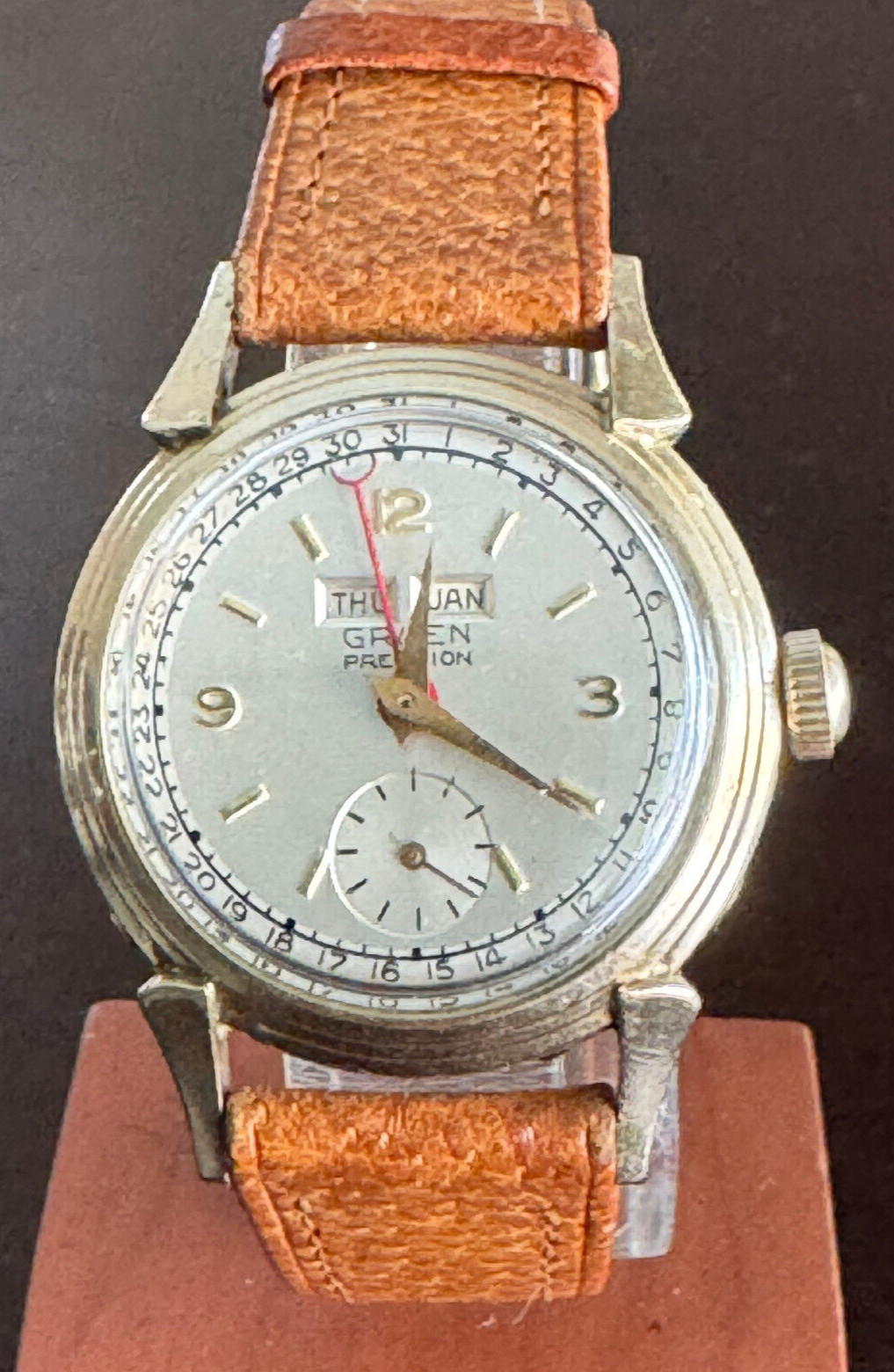 VINTAGE MEN’S GRUEN TRIPLE DATE PRECISION WRIST WATCH KEEPING TIME CAL. 415
