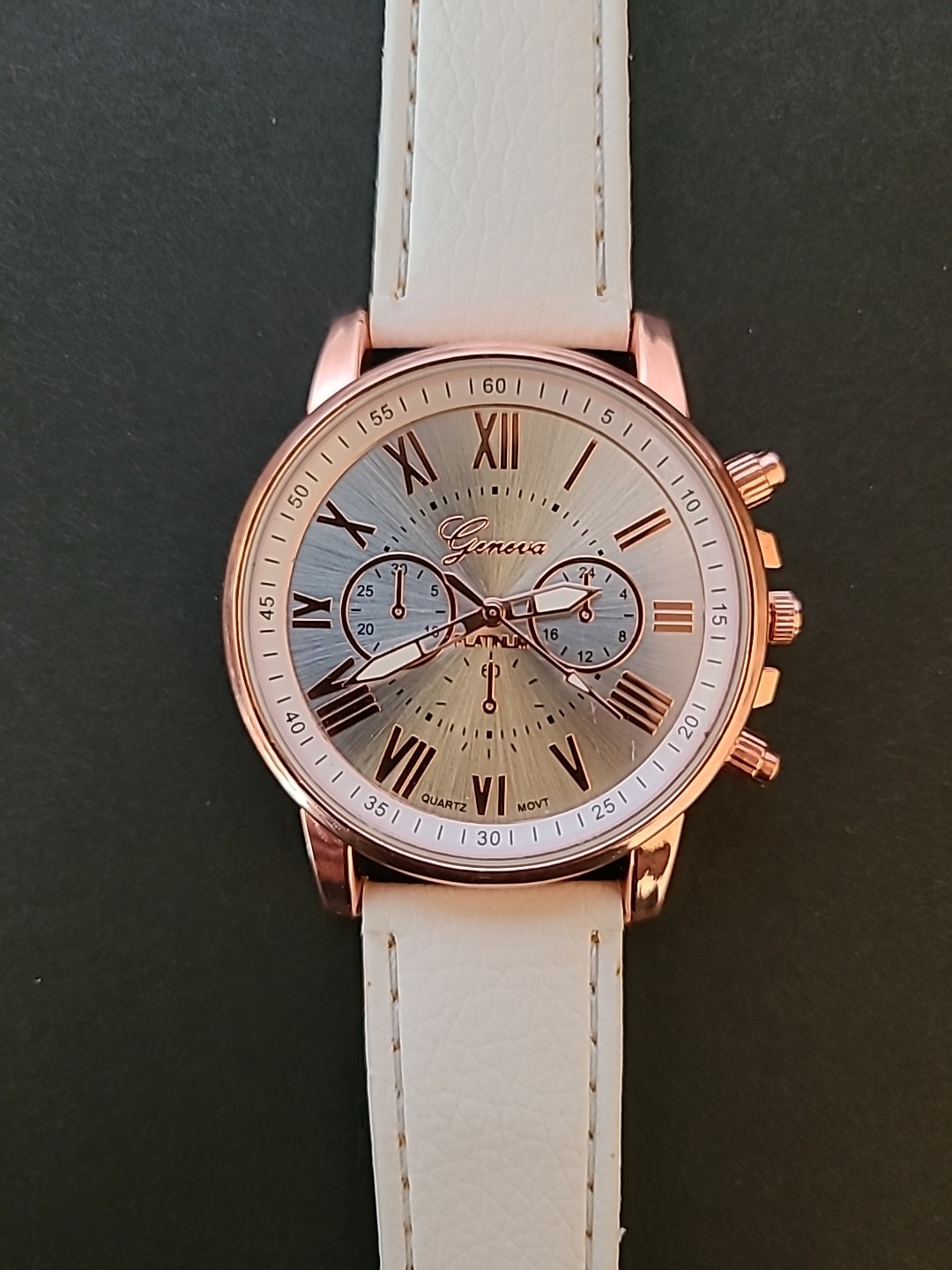Geneva Women’s White And Rose Gold Watch With 8 3/4 Inch Band