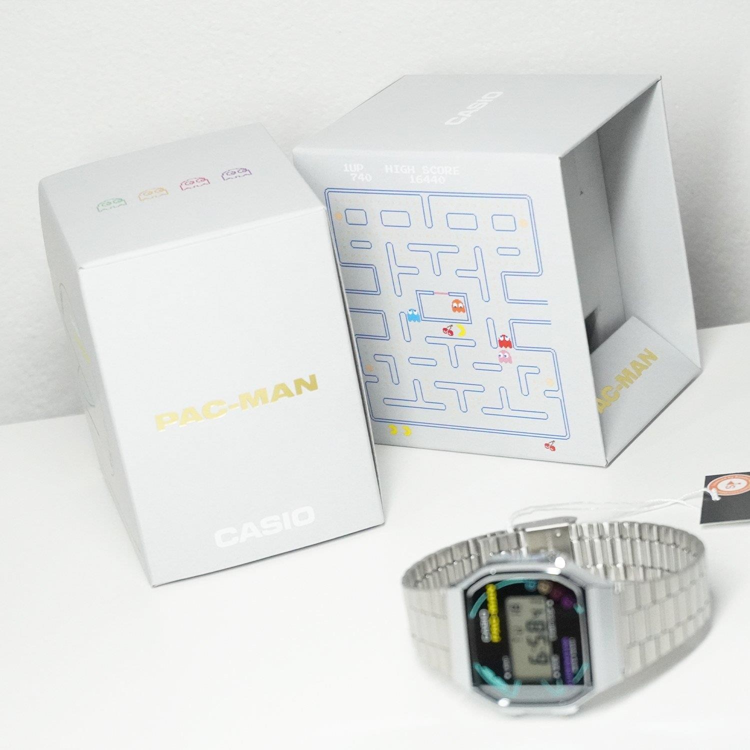 Casio A168WEPC-7A PAC-MAN Collaboration Digital Stainless Steel Fashion Watch