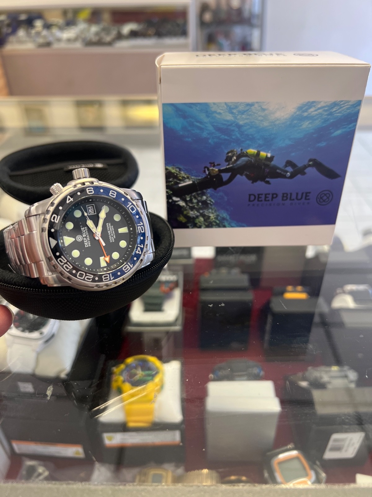 PRO SEA🎁DIVER 1000M GMT💰 AUTOMATIC BLUE/BLACK BEZEL ❤️BLACK DIAL (BNS👍)