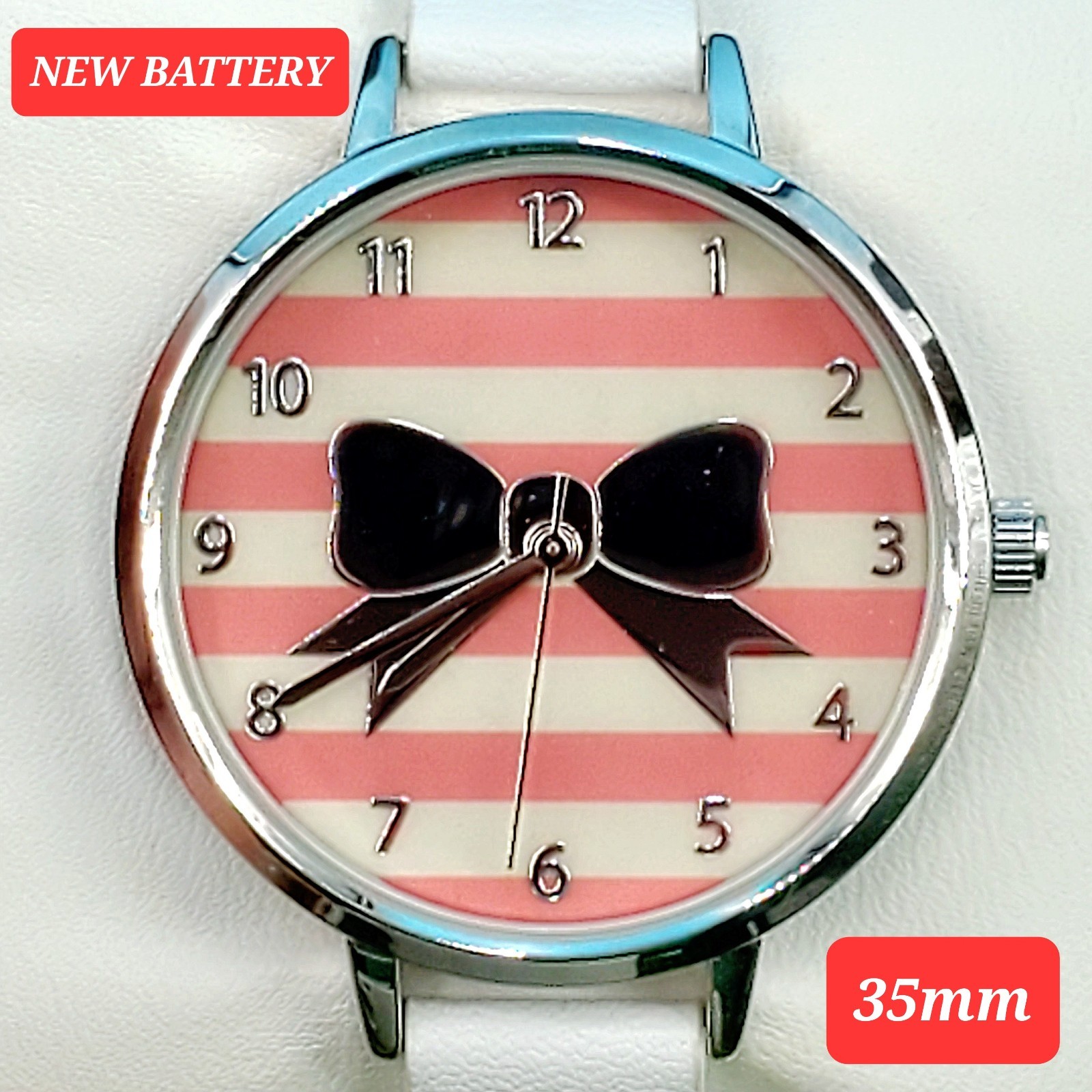 Crown & Ivy Womens Watch With Bow (Works) 35mm Case With 10.5mm Wide Band (NOS)