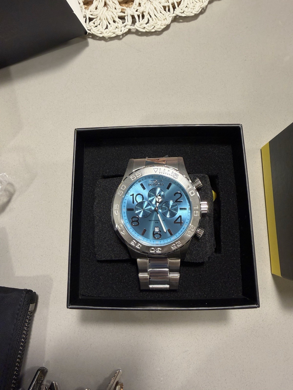 Invicta Specialty Men’s Quartz Chronograph Blue Dial 50m 48mm SS Silver