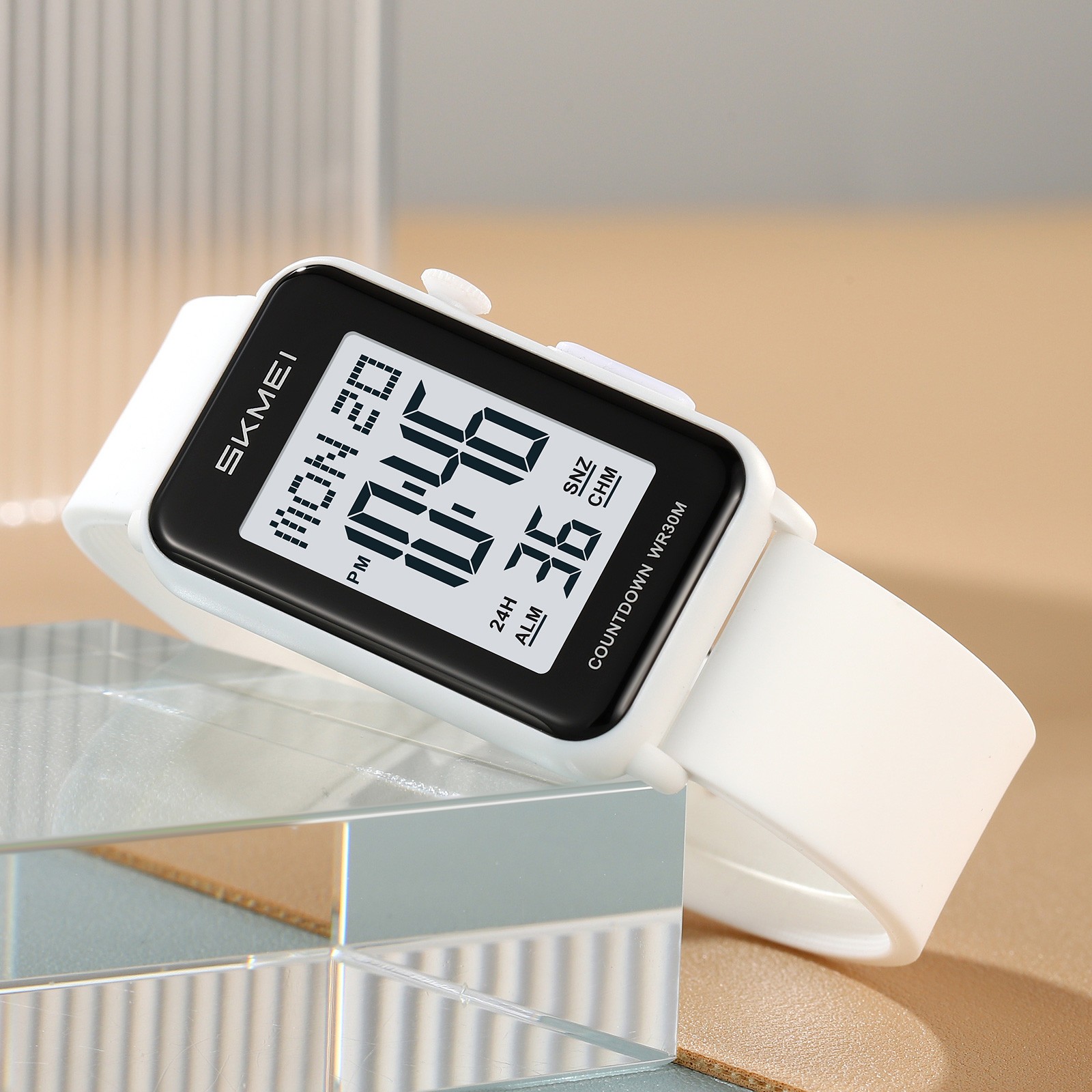 SKMEI Men Rectangle Watch LED Countdown Wristwatch Boys Girl Digital Sport Watch