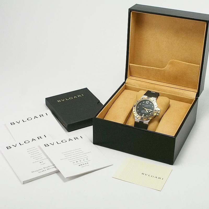 BVLGARI Diagono Professional Scuba 40mm SD40SG 18K Yellow Gold Auto Black Men’s