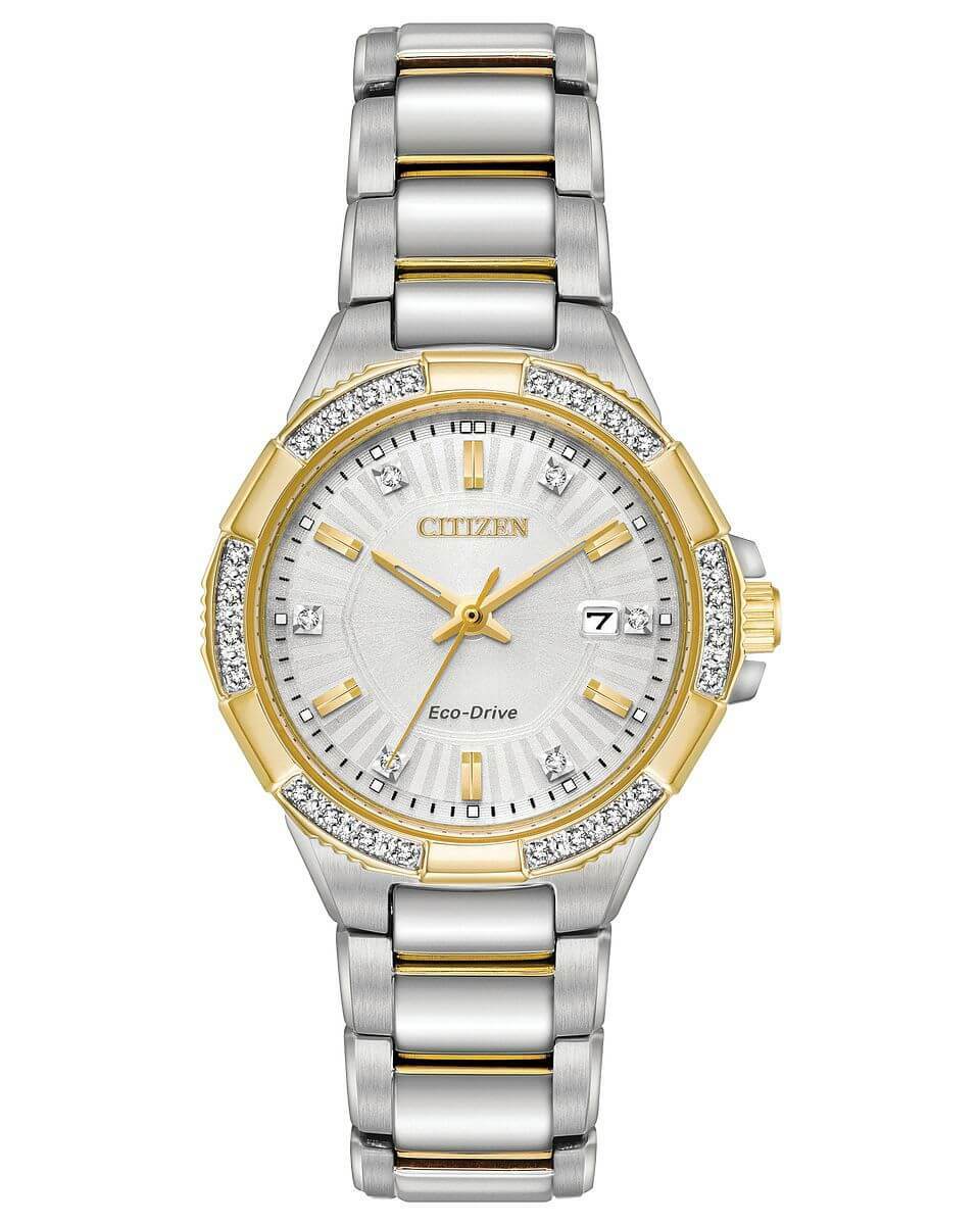Citizen Riva EW2464-55A Ladies 30mm Silver Dial Watch MSRP $495
