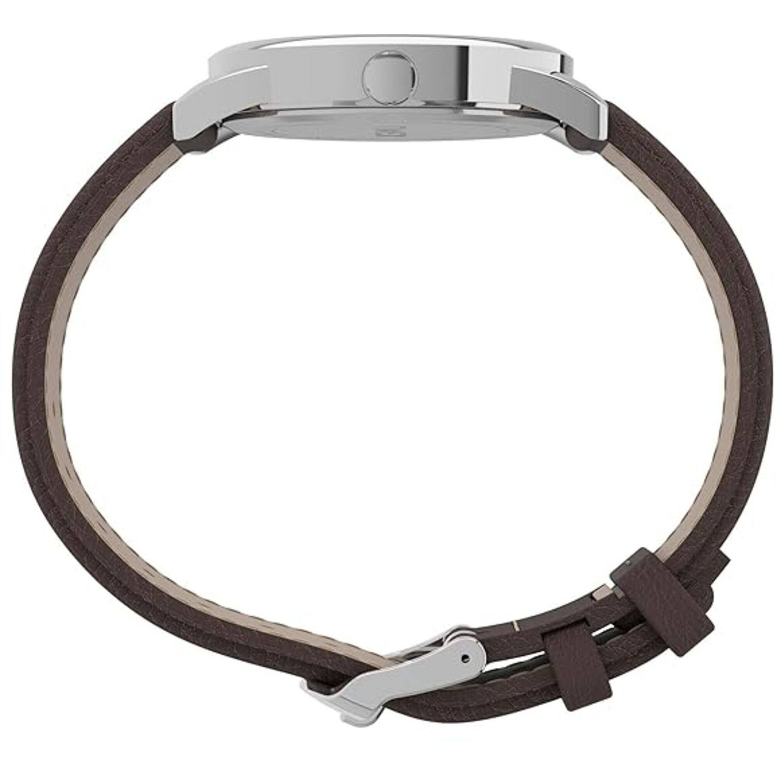 Timex Men’s Watch Easy Reader Silver Tone Case Brown Leather Strap TW2U716009J