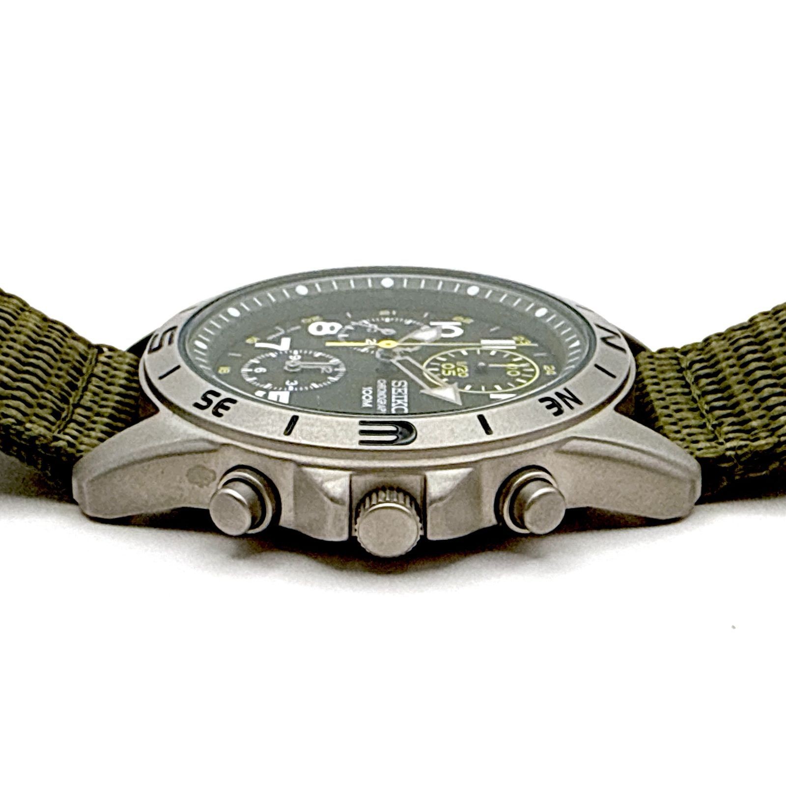 B183 Working Excellent Condition SEIKO Military Chronograph SND377R Khaki Men’s