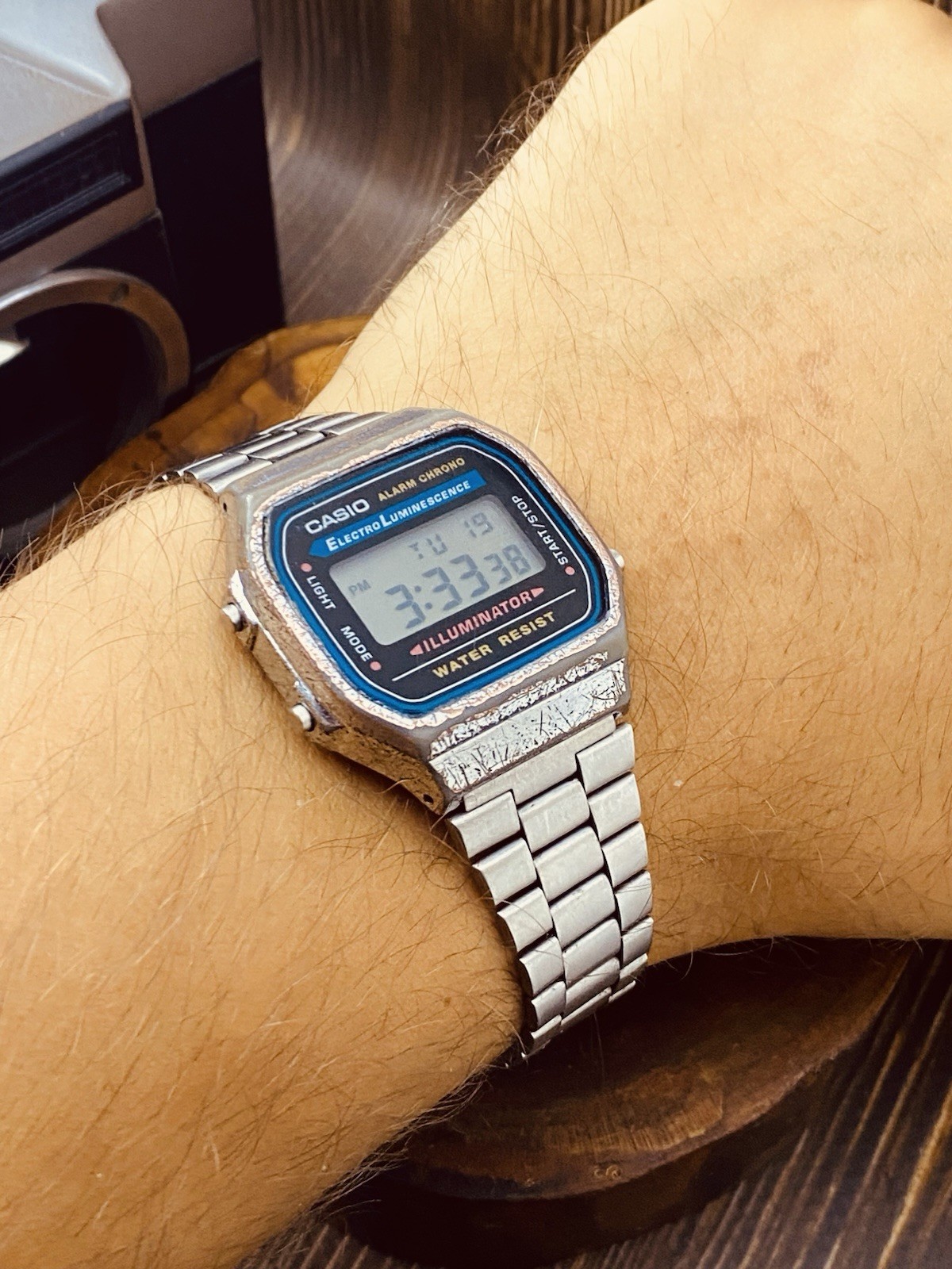 Casio A168 Illuminator Digital Watch Silver Electro Luminescence #8491
