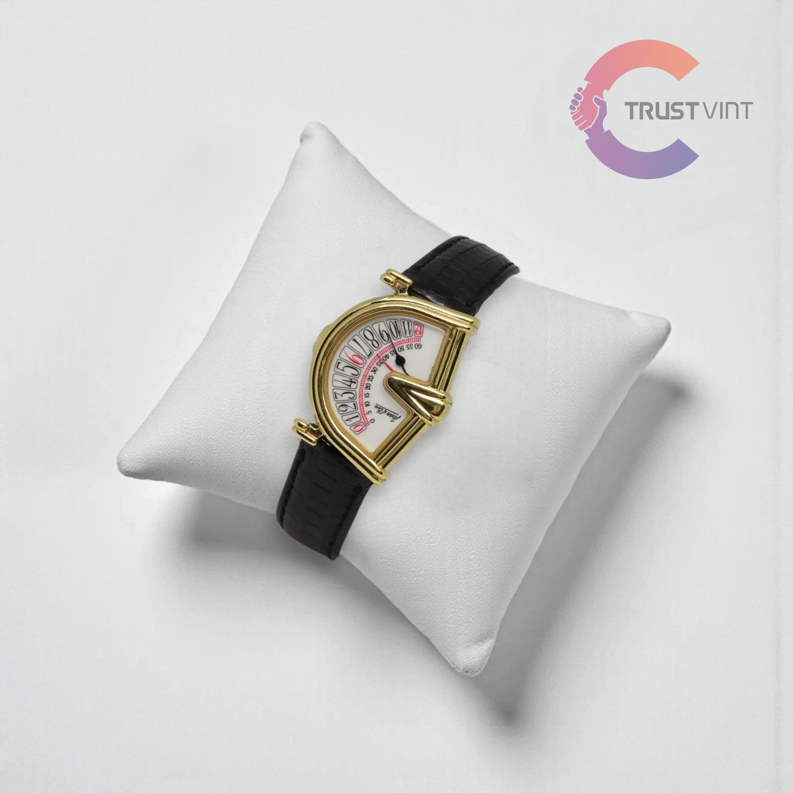 Jean D’Eve Sectora Retrograde Gold Plated Quartz Watch Black Leather JPN