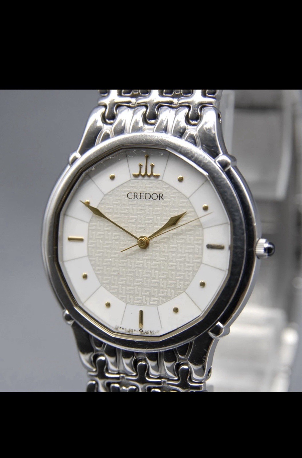 1990 [EXC+5] Vintage SEIKO Credor 9571-5050 32mm White Dial Silver QZ Mens Watch