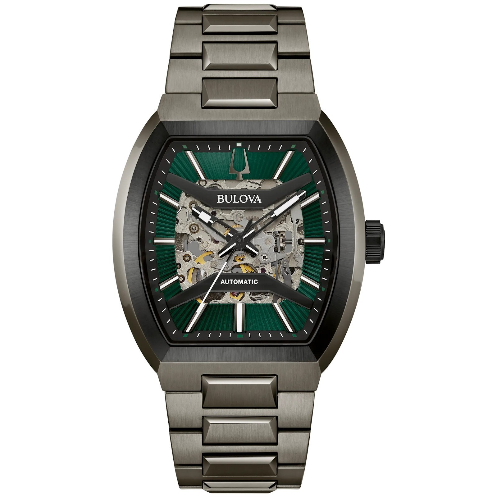 Bulova Maquina 98A321 Automatic Green Skeleton Dial Stainless Steel Men’s Watch
