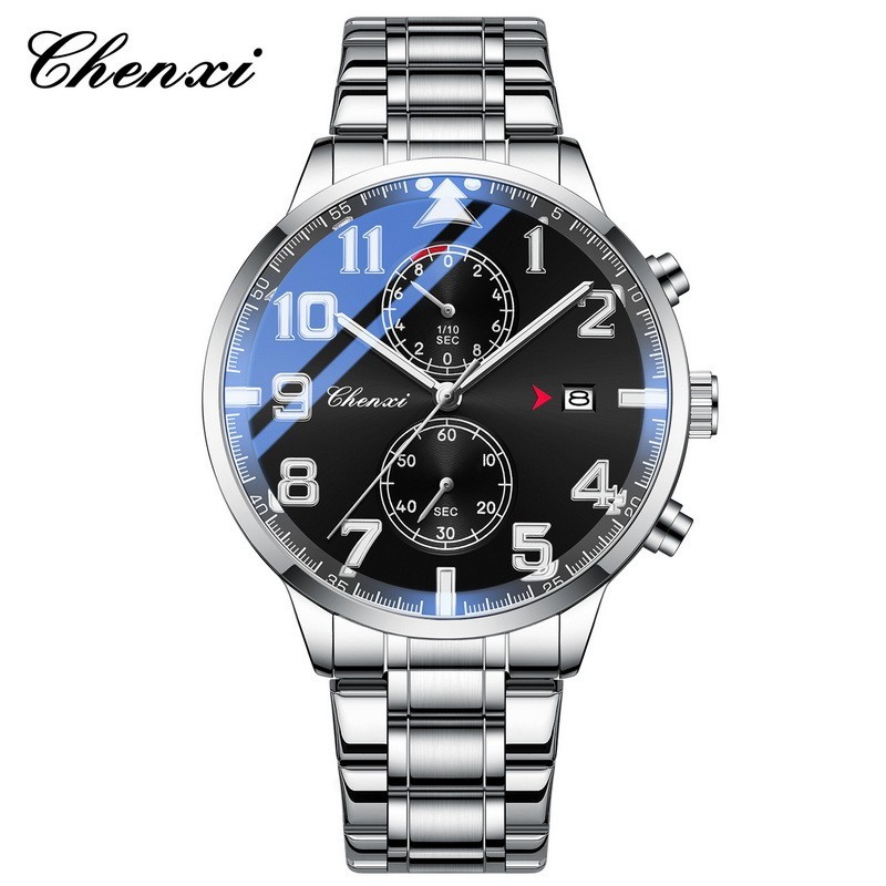 CHENXI Men’s Leather Calendar Multifunction Chronograph Luminous Quartz Watch