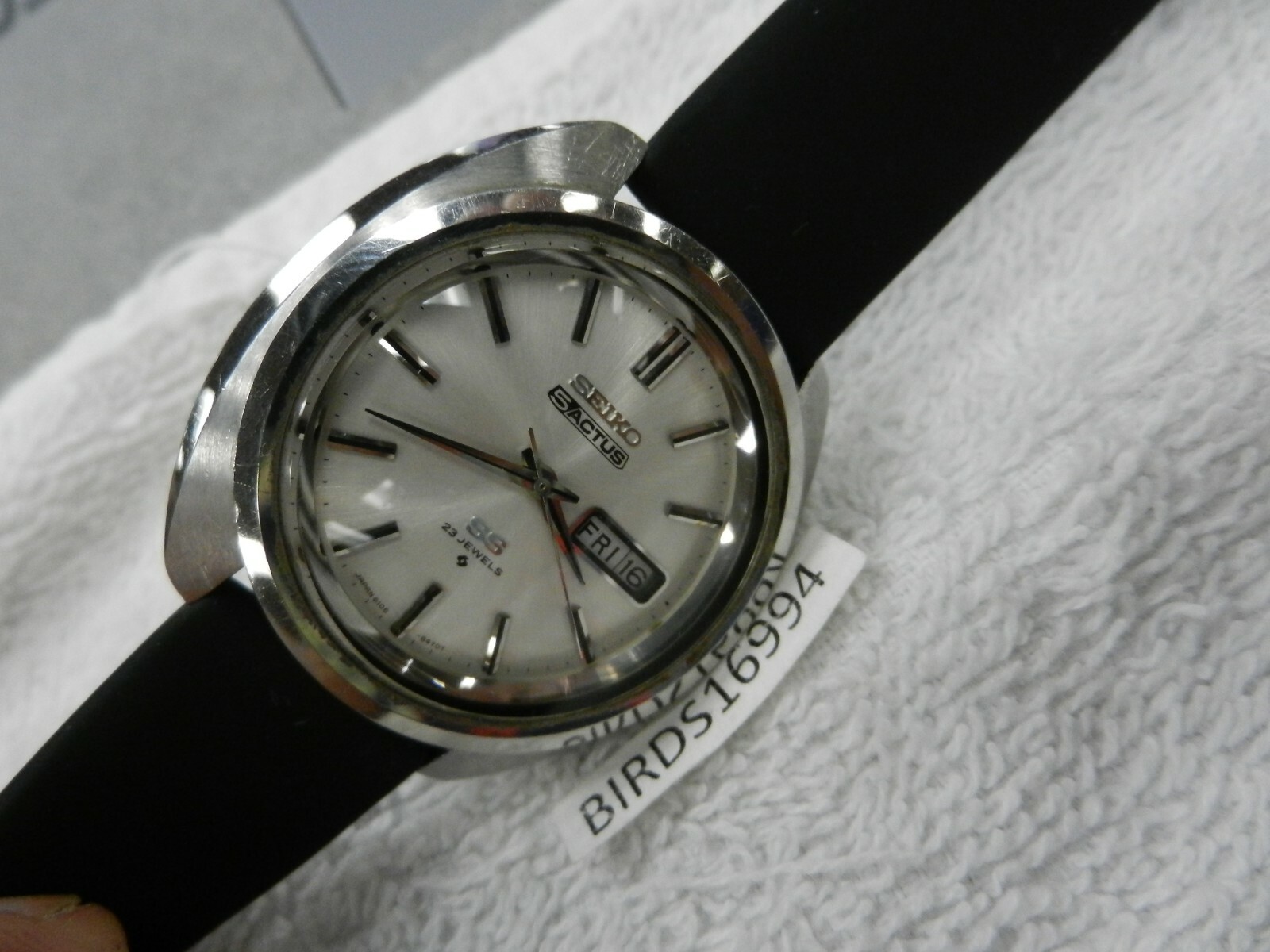 WORKING! MENS AUTOMATIC RARE VINTAGE SEIKO 5 ACTUS SS WATCH 23 JEWEL NEW BAND