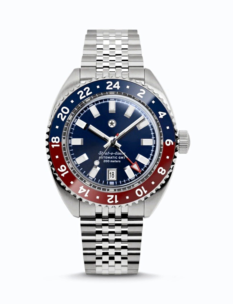 Jack Mason Strat-o-timer Automatic GMT 200m 40mm Blue Dial Pepsi Bezel Set