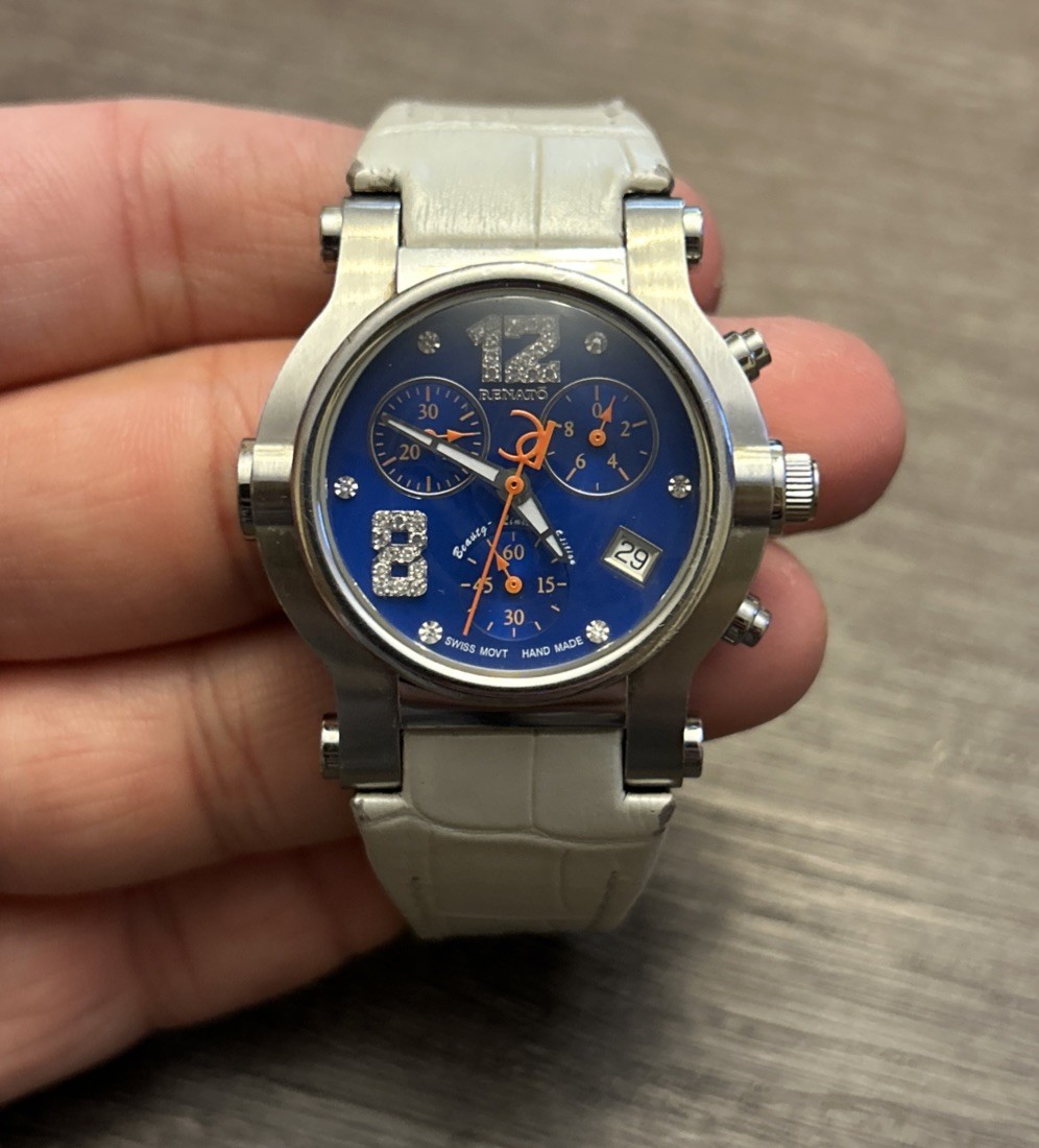 Renato Beauty Women’s Chronograph Watch Diamond Accents Blue