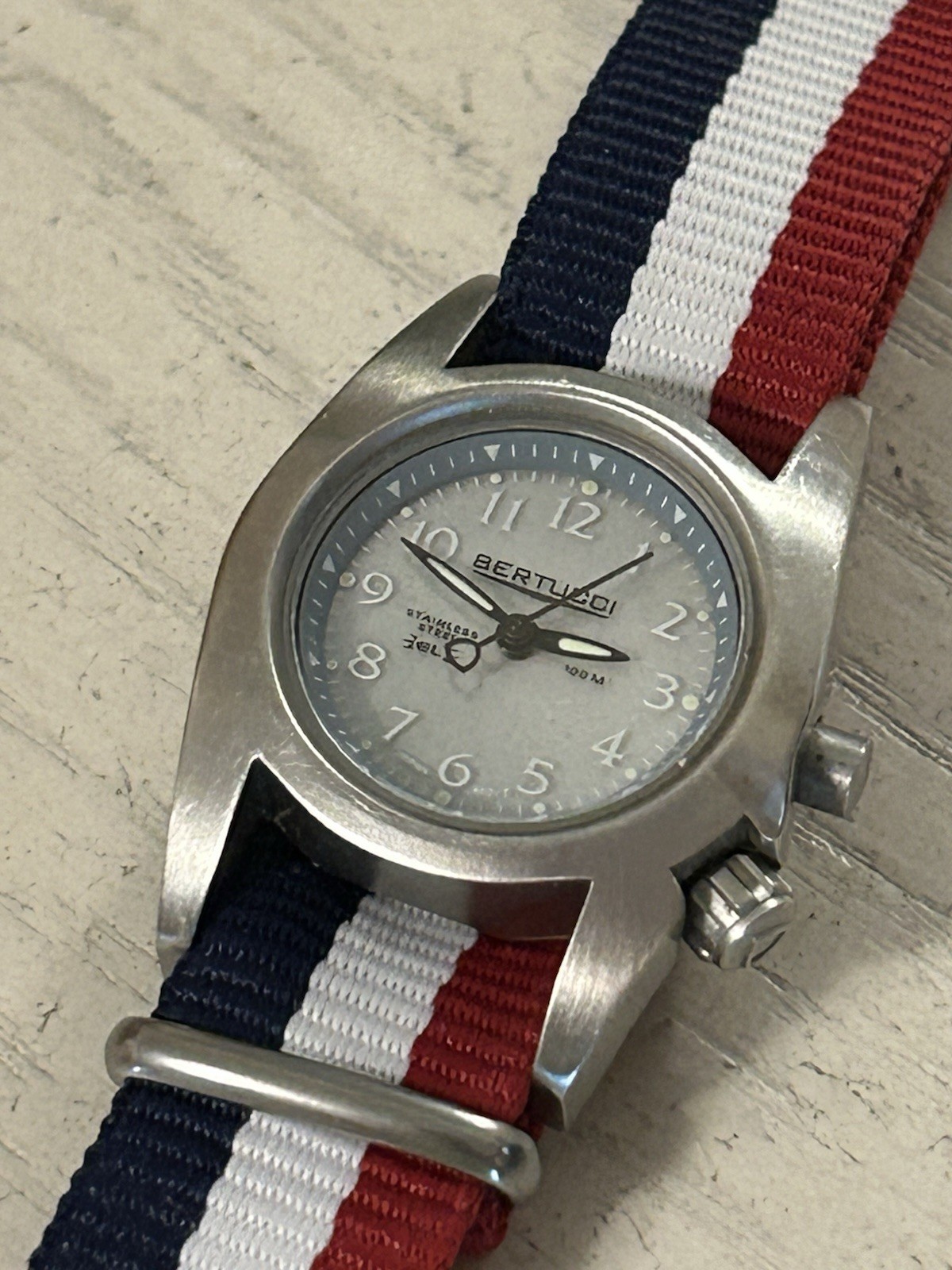 BERTUCCI Military FIELD Watch M-1SE Illuminated SEL – Red White Blue Patriotic