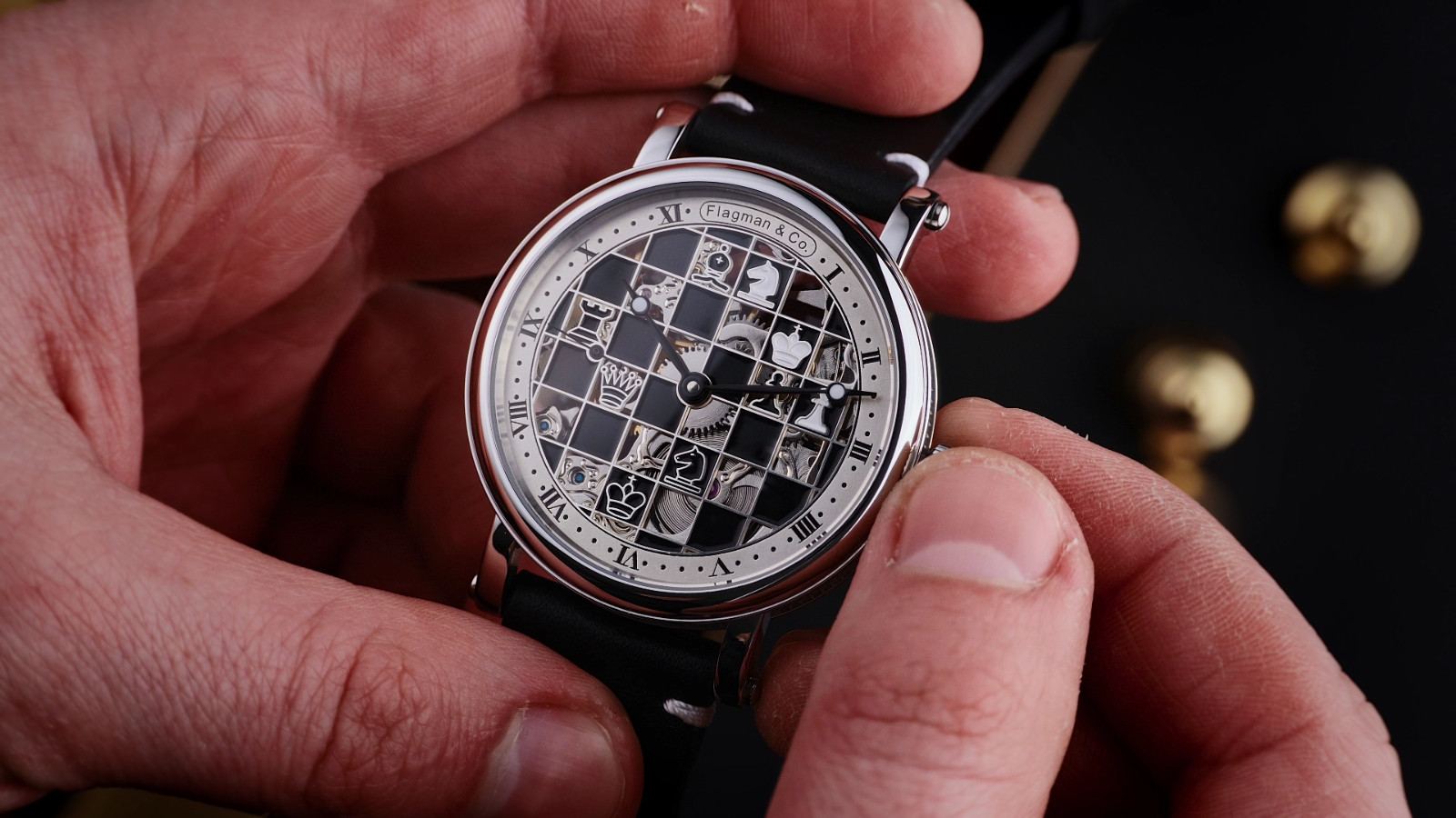 Сhess watch, Skeleton watch, Handmade watch, Mechanical watch, Artisan watch