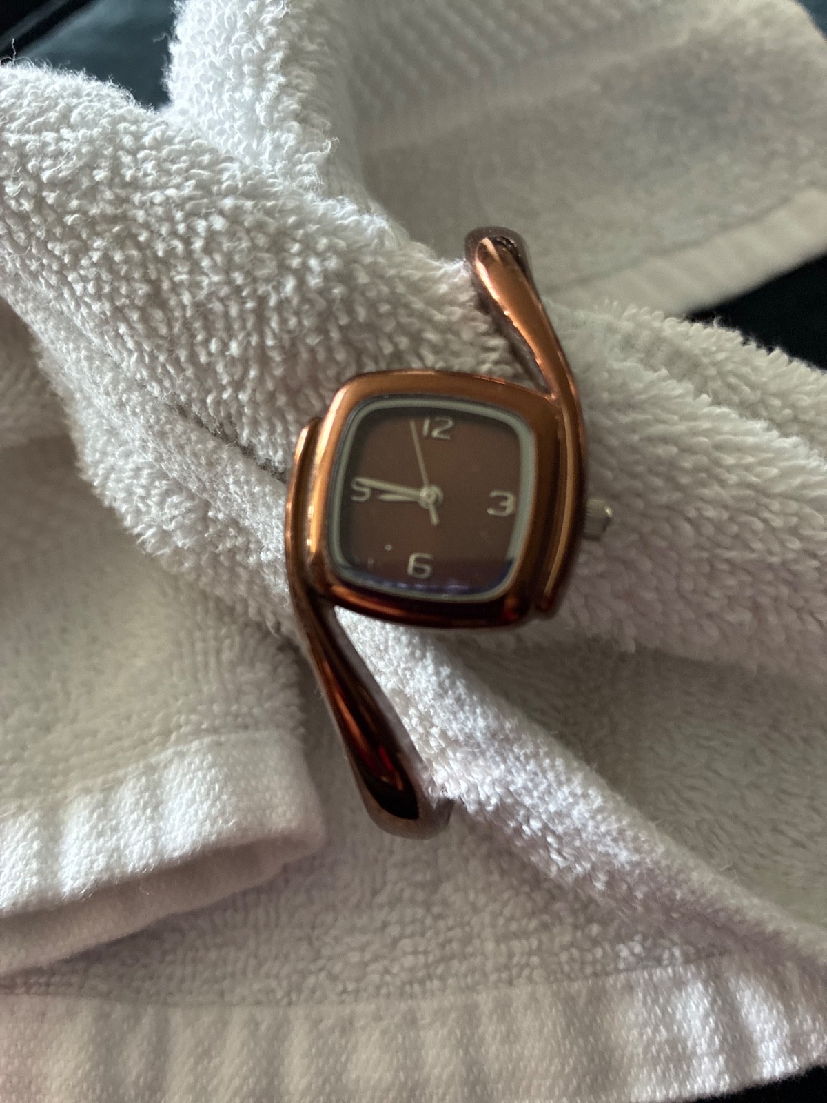 Brown Dial Rectangle Case Hinge Bracelet Band Watch