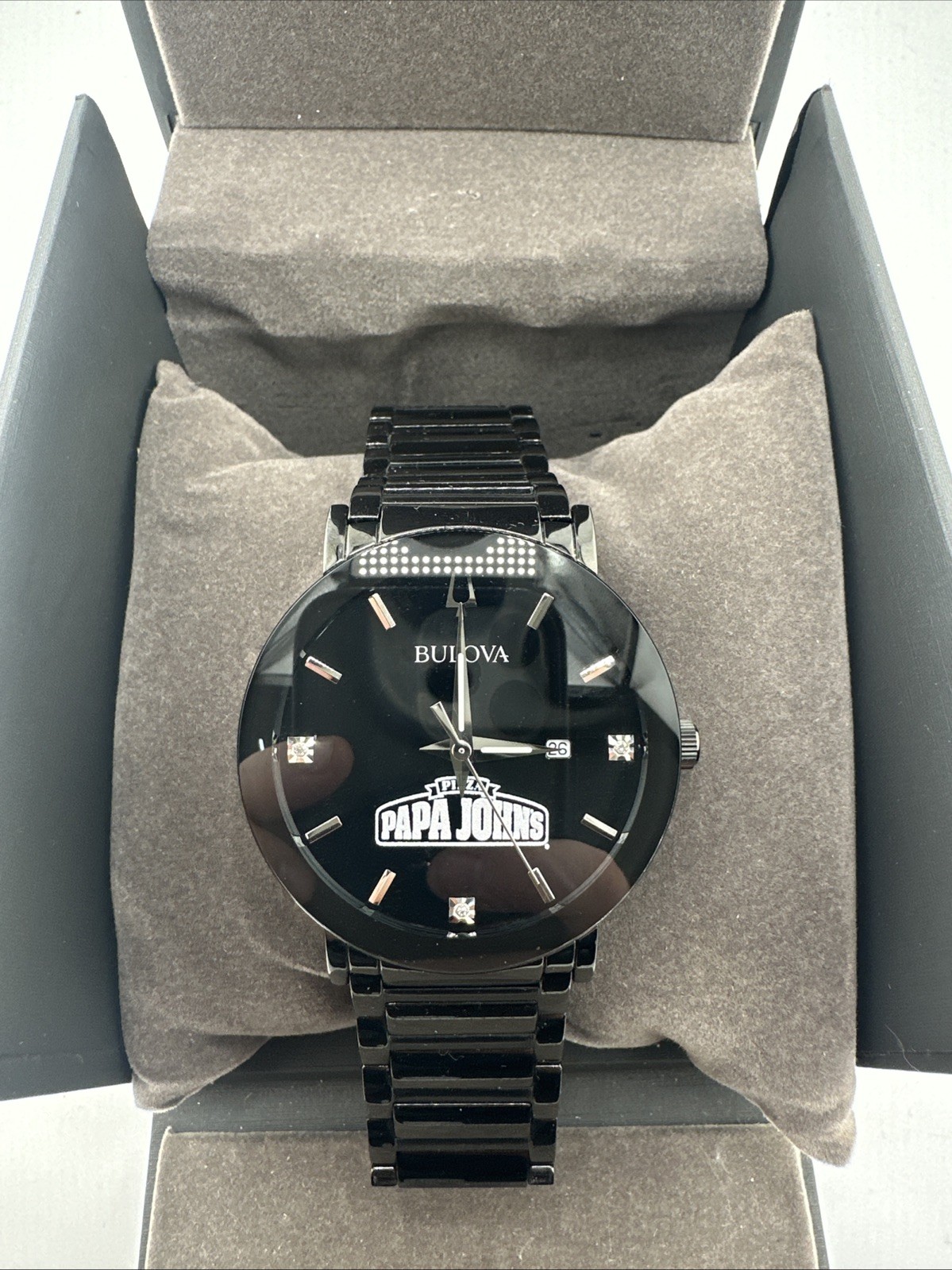 Bulova Futuro 42mm Black Stainless Steel Men’s Wristwatch Papa John’s Promotion