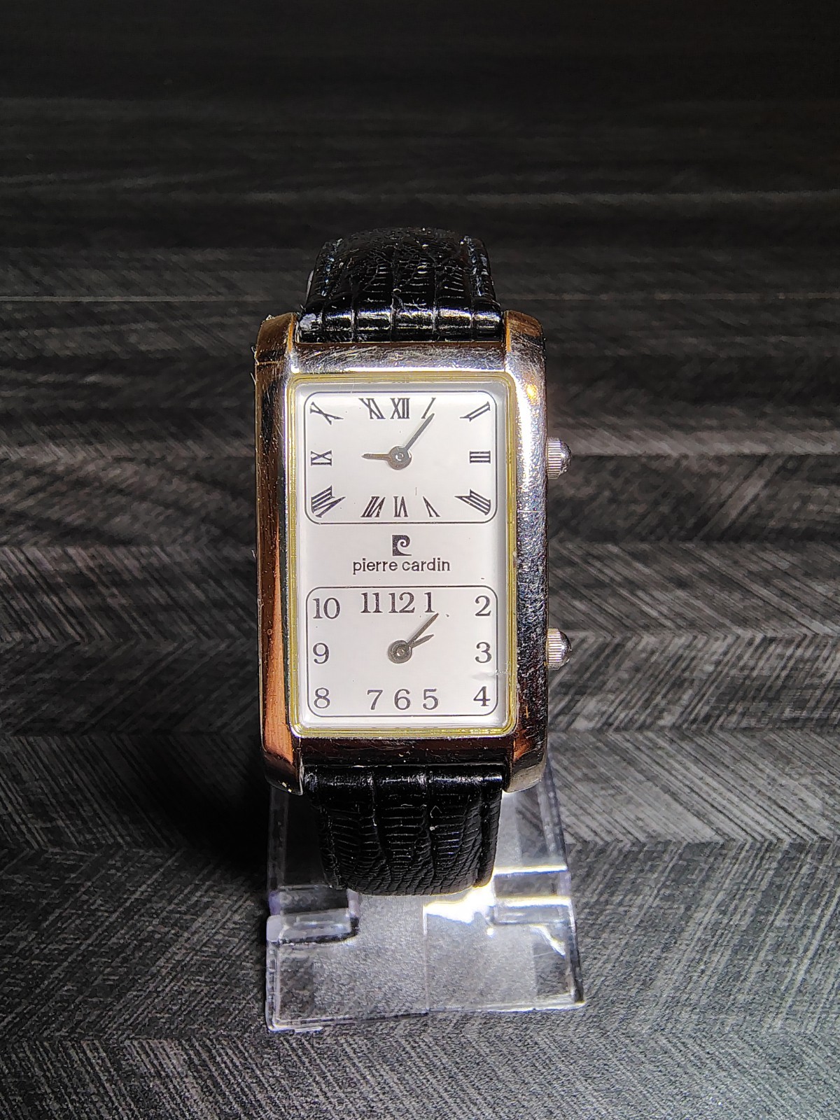 Men’s Vintage Pierre Cardin Silver Tone Dual Time Watch Original Band