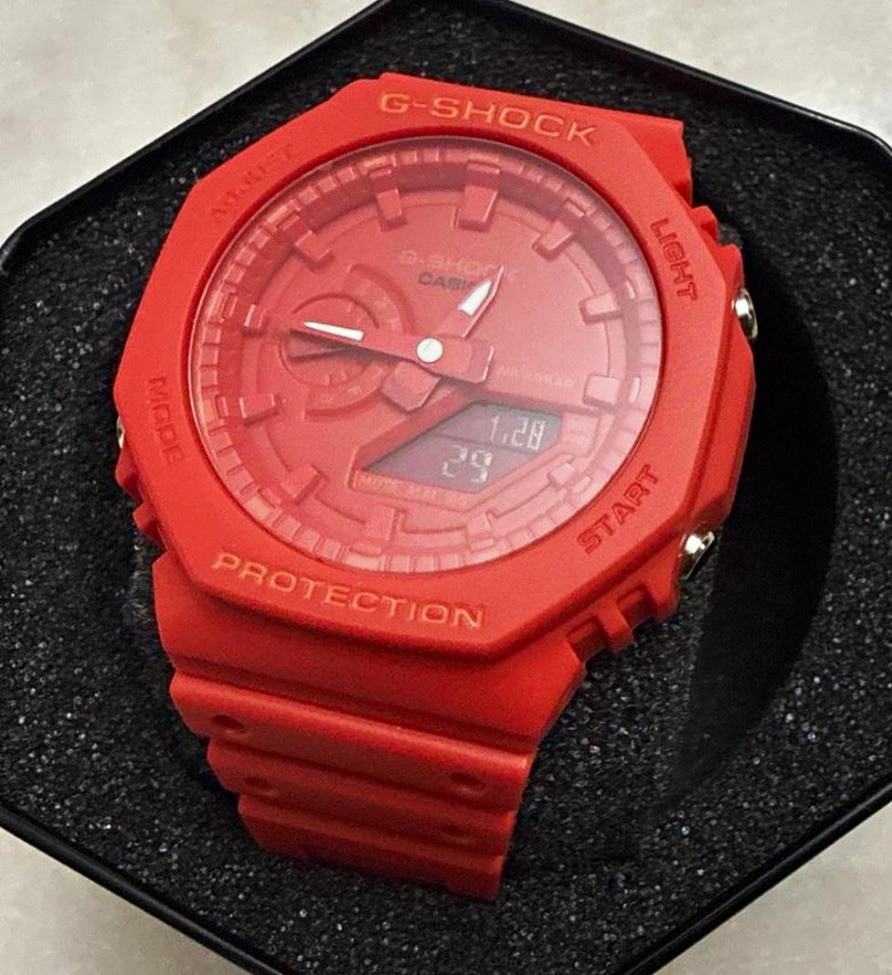Casio G-SHOCK Red Analog-Digital Quartz Resin Watch 200m 45mm Alarm