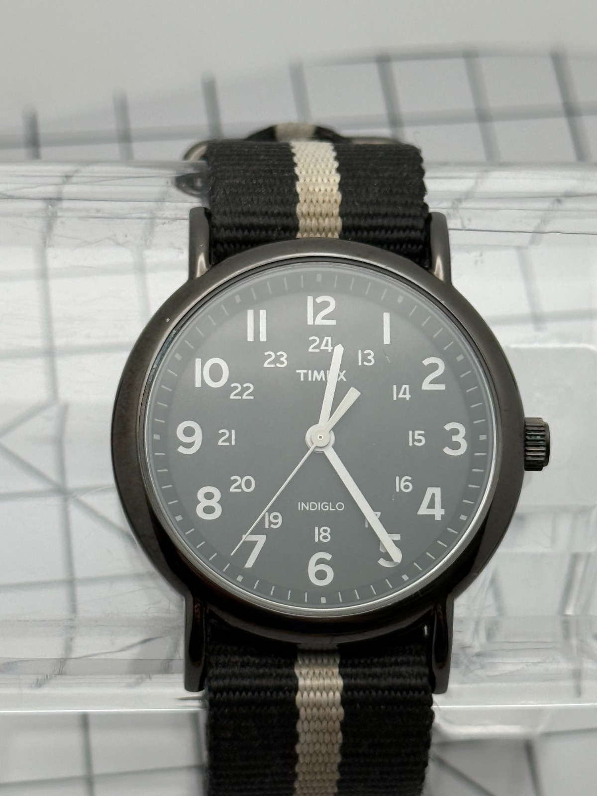 Timex Weekender 38mm Quartz Black Dial Indiglo Nylon Strap Field Watch