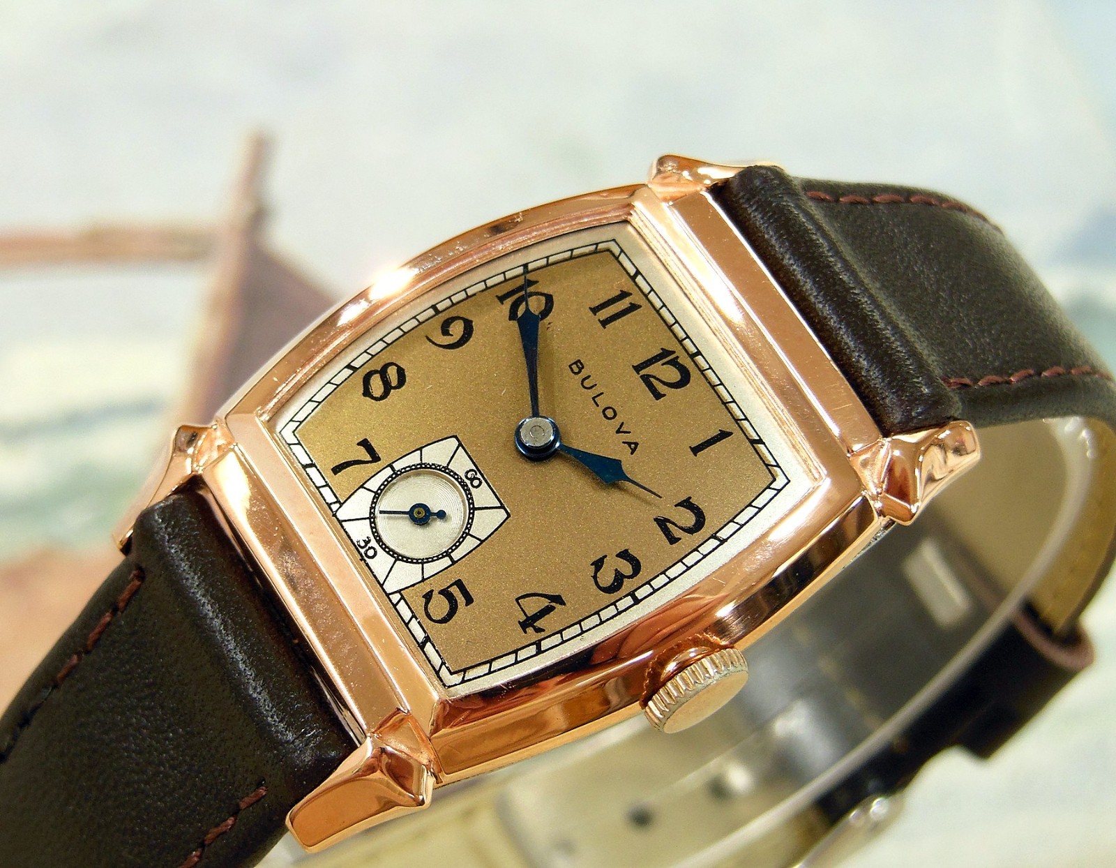 1940’s Vintage BULOVA, Stunning SALMON Dial, Serviced & Warranty