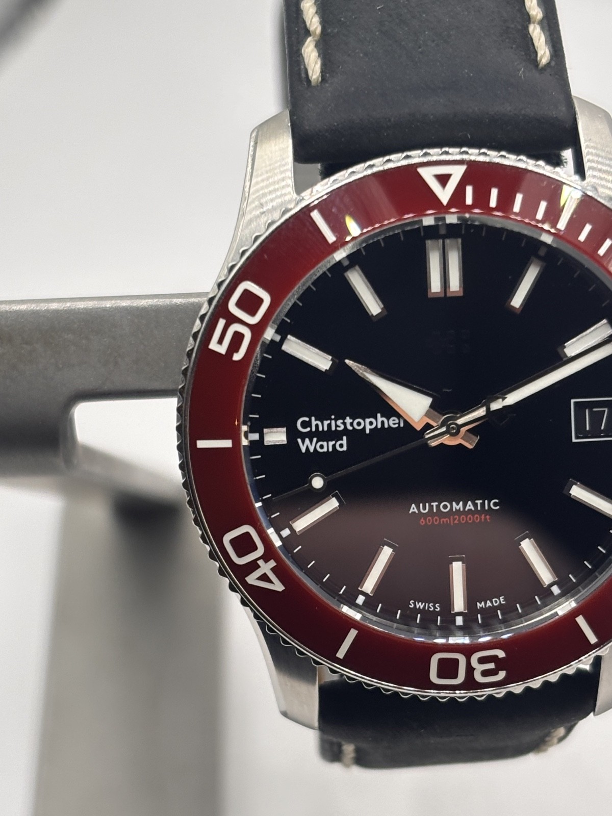 Christopher Ward C60 Trident Pro 600 Mk3 red bezel 38mm (01/2021) WH1396H