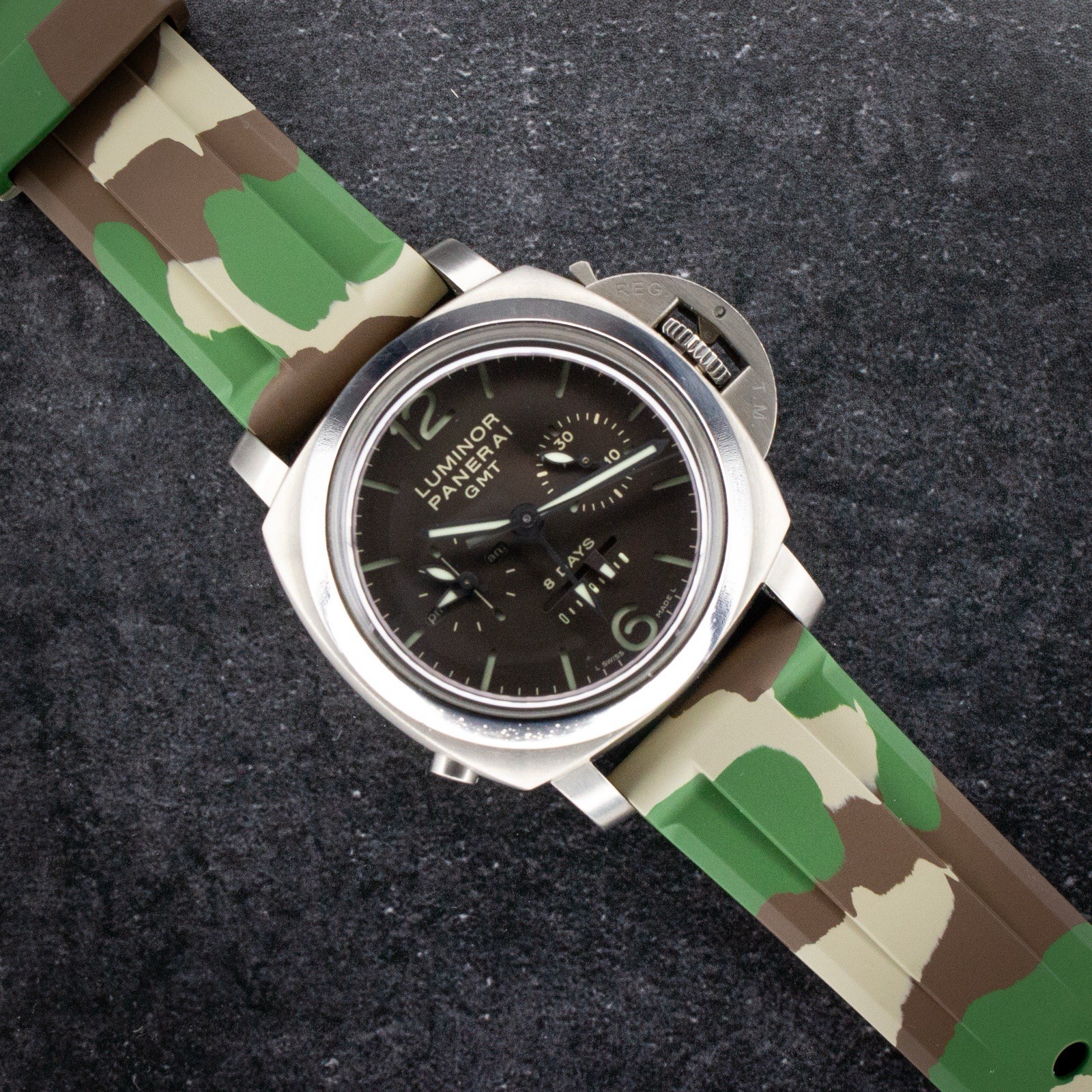 Panerai Luminor 1950 Monopulsante GMT Chrono Titanium Tobacco 44mm PAM00311 B&P