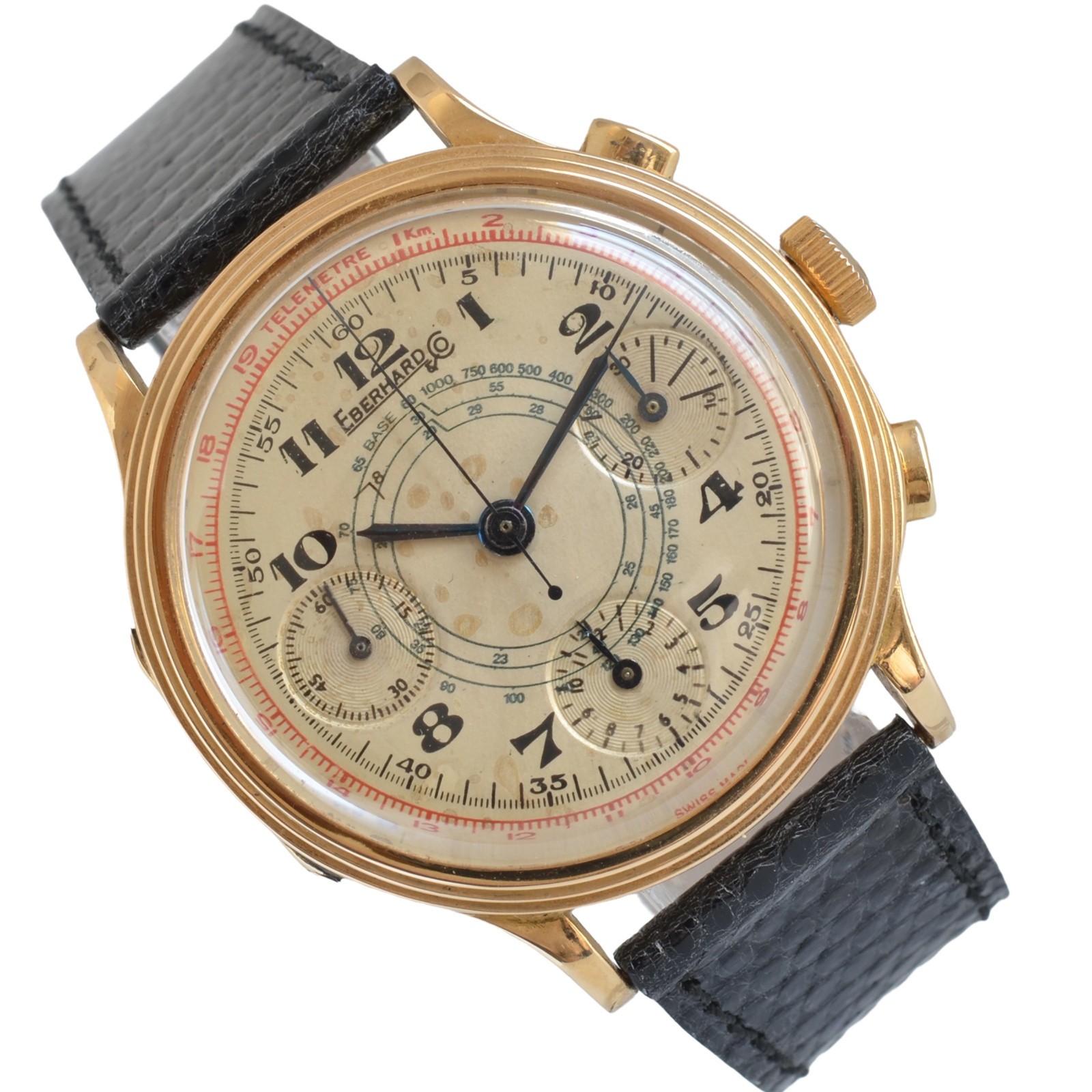 EBERHARD & CO Pre-Extrafort Tri-compax Oversize yellow gold 18KT 1937 very rare