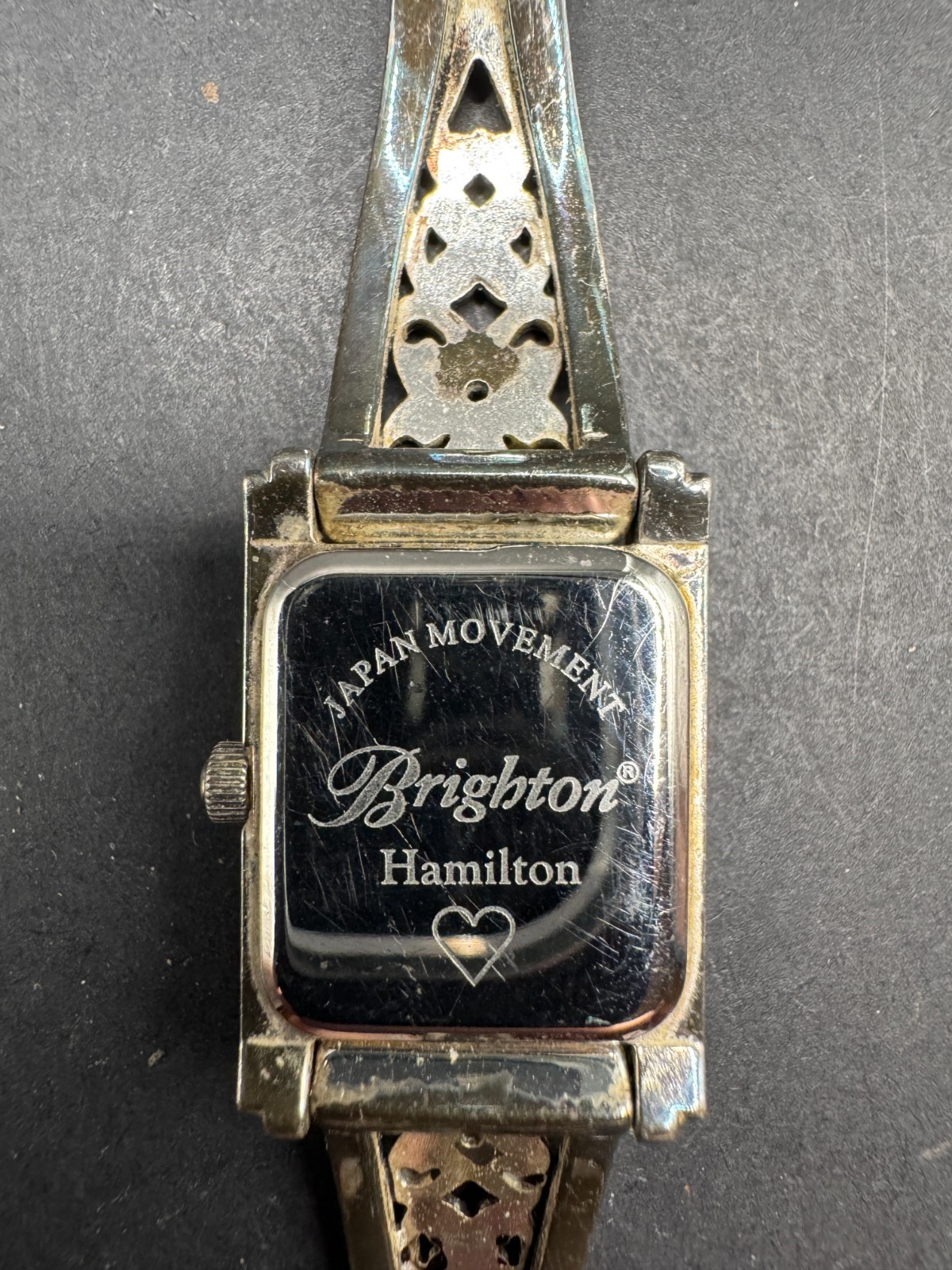 Brighton Hamilton Silver Tone Butterfly Metal Band Ladies Wrist Watch White Dial