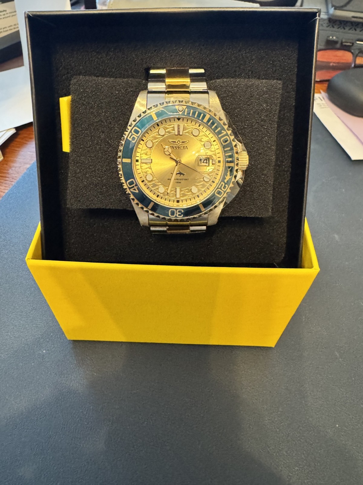 New Invicta Pro Diver Currentwave Men’s Watch 43mm, Steel, Gold (30022)