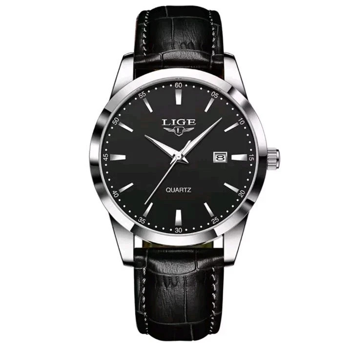 LIGE Mens Classic Luxury Wristwatch Sports Waterproof Quartz Leather Strap Watch
