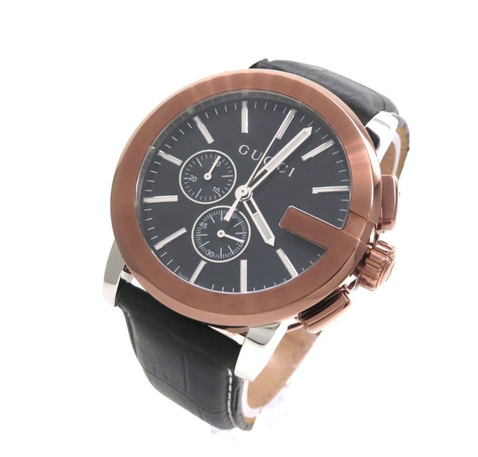 Gucci G Chrono Men’s Gold Chronograph Leather Strap NIB Used Condition