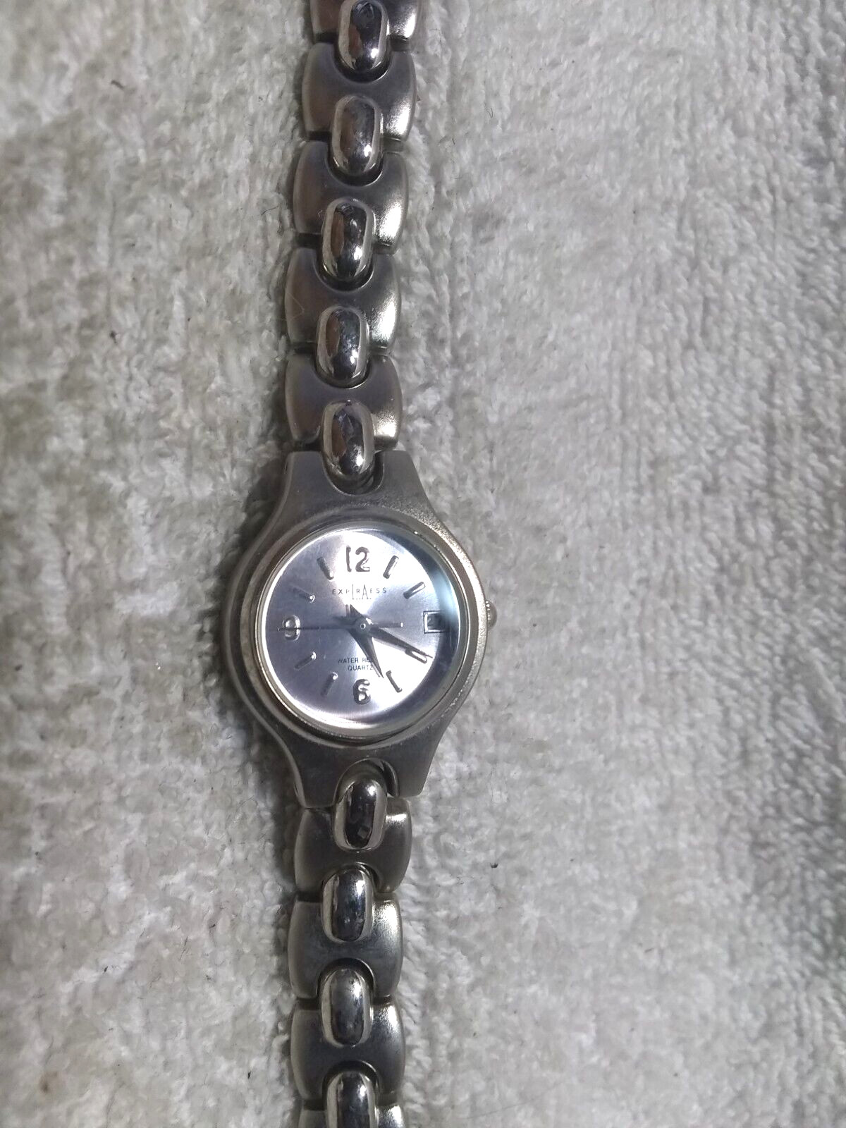 LA Express Quartz Watch Silver Dial Bracelet Band Date Indicator New Bat Works