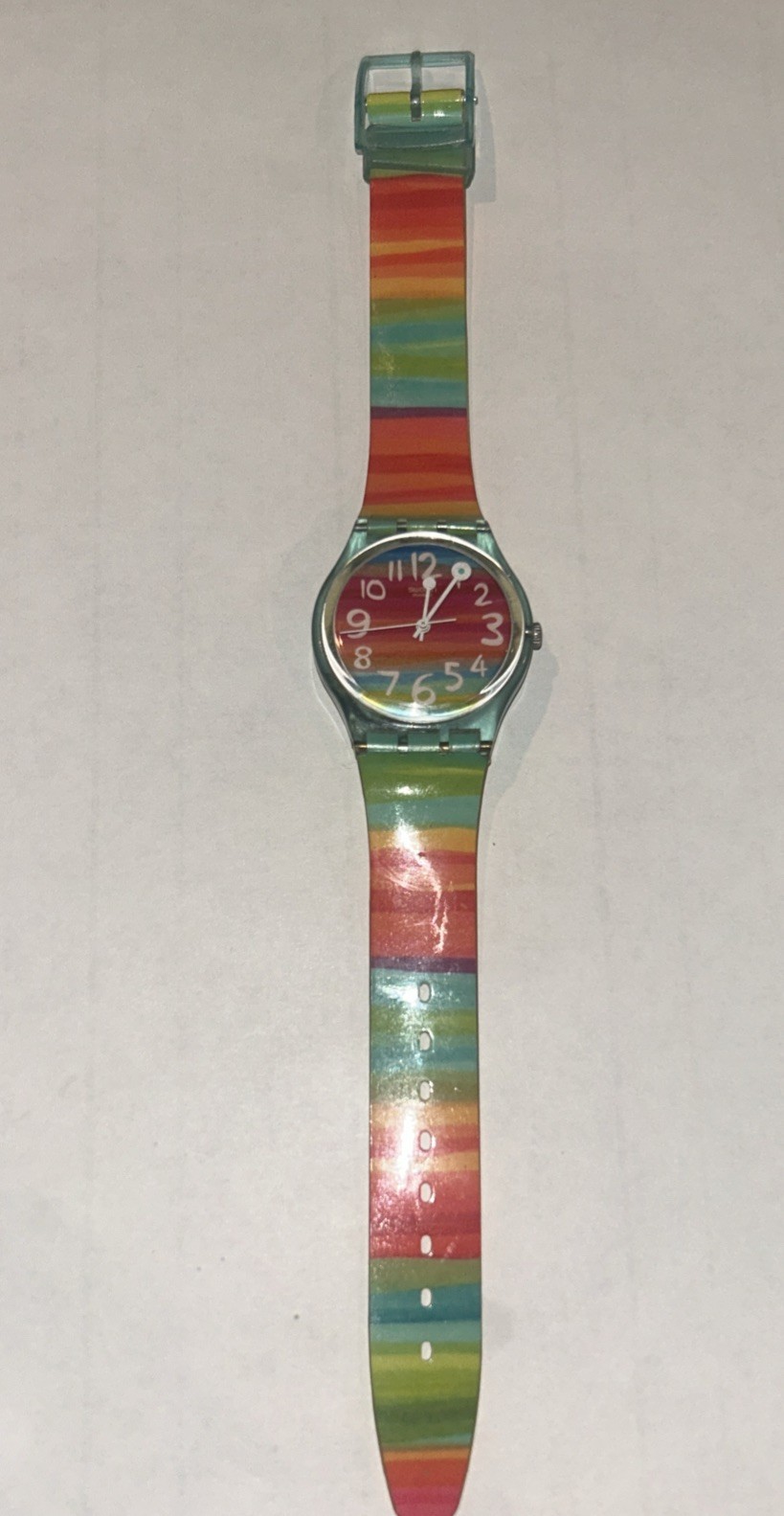 Vtg Swatch Color the SKY Watch Unisex 34mm GS124 Rainbow Band New Battery