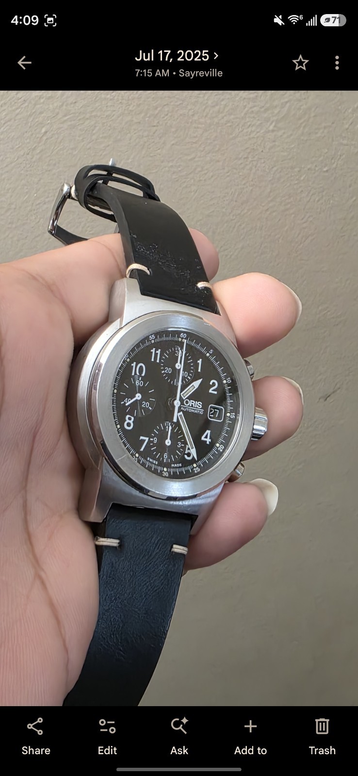 ORIS Big Crown 7511 Black Dial Date Automatic Men’s Watch Box And Original Tag