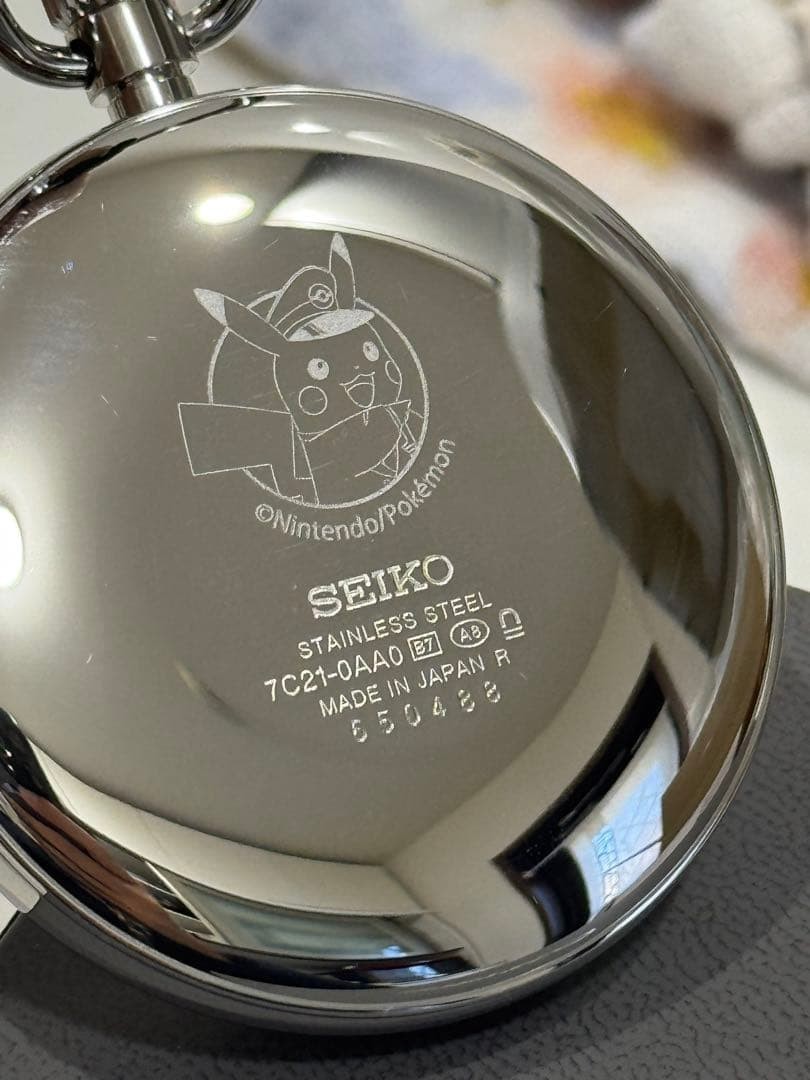 Seiko Pokemon Pikachu Railway Pocket Watch 7C21-0AA0 with Box Not for sale Japan