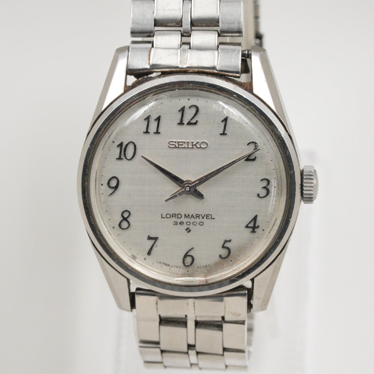 Vintage Seiko Lord Marvel 5740-8000 36000 Silver Linen Arabic Manual Watch SS JP