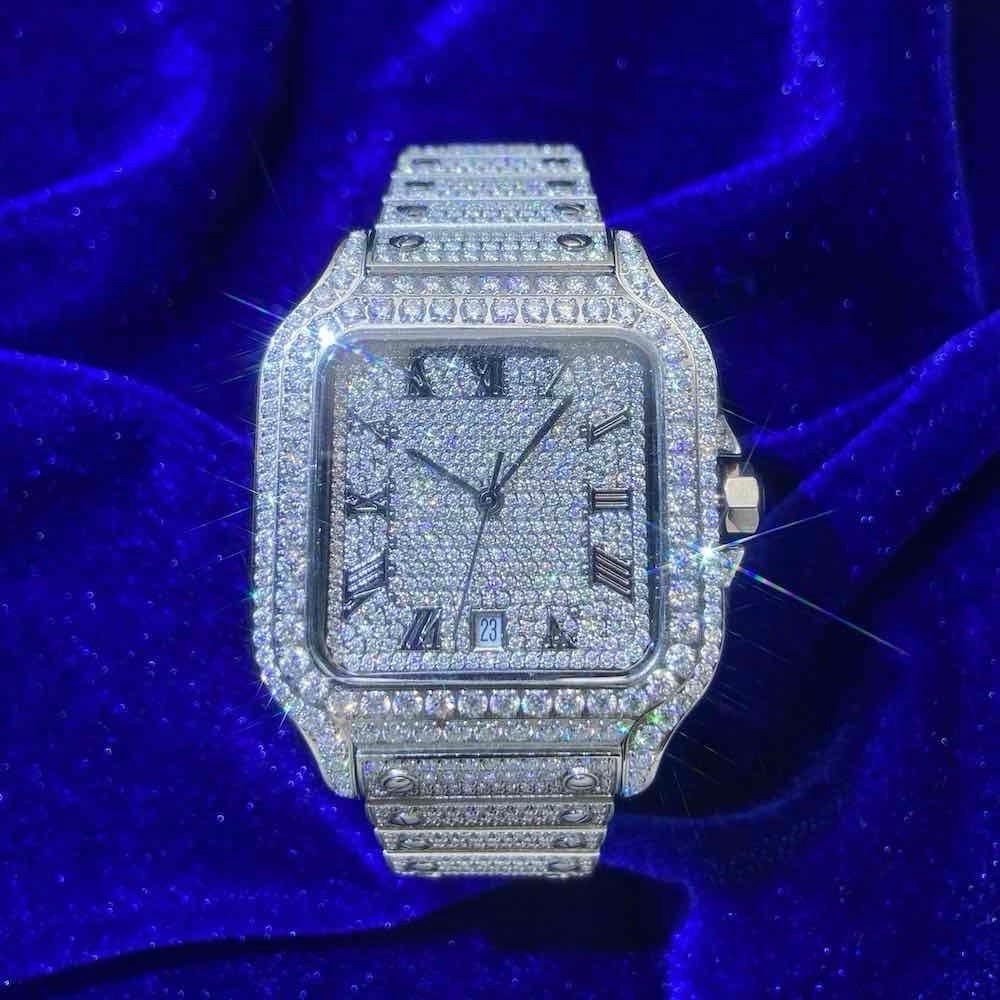 Men’s VVS1 Moissanite Diamond Watch Fully Iced Luxury Bling