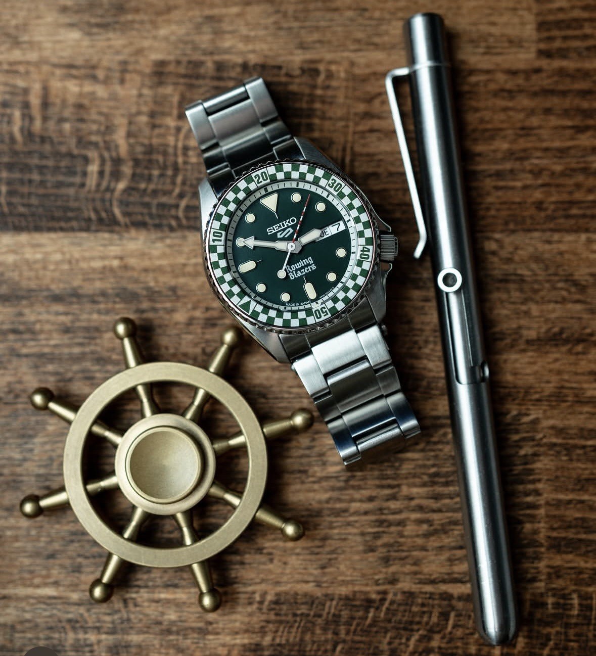 Seiko 5 X Rowing Blazers X Wind Vintage Rally – Green 38mm – SRPM21 – 2 Straps