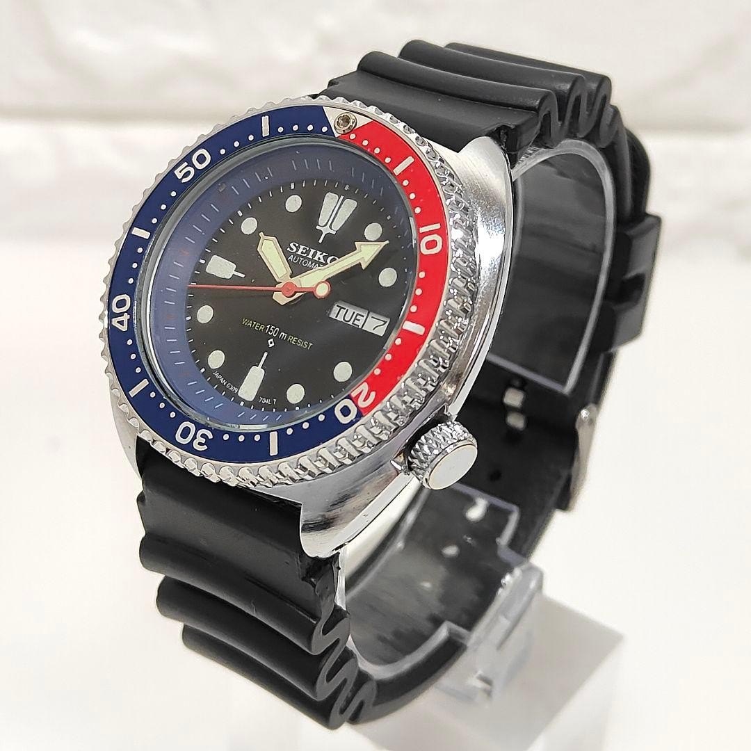 SEIKO Automatic Watch, Pepsi Bezel, 150m Water Resistant, Model 6309A