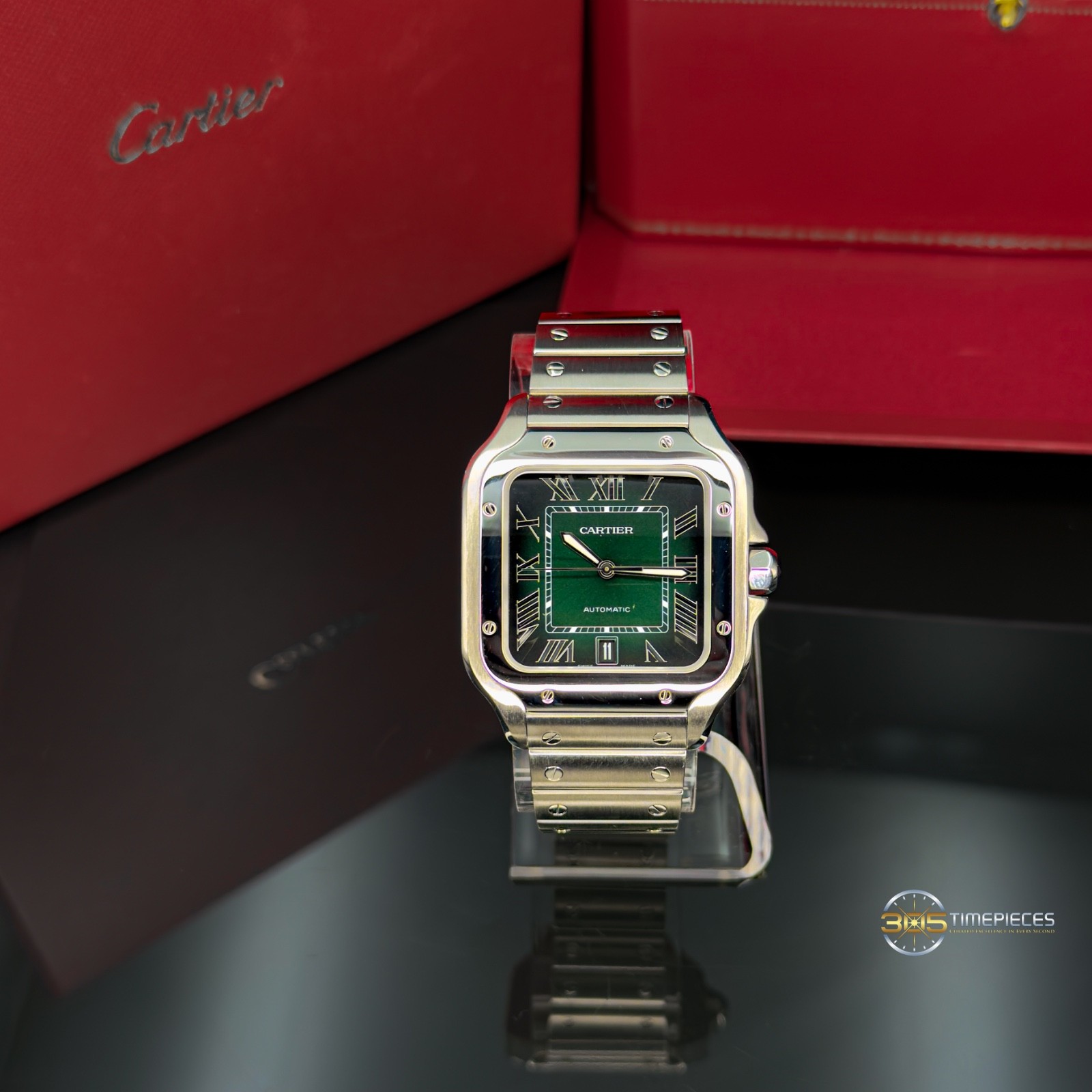 Cartier Santos de Cartier WSSA0062 Box & Papers Green Dial 1YR Warranty