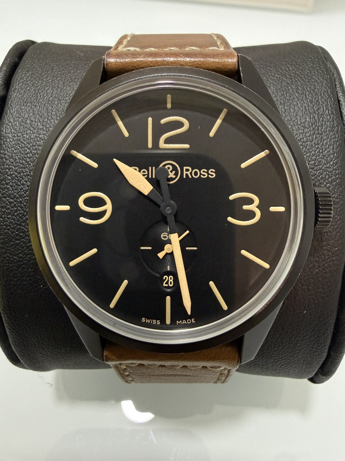 Bell & Ross Vintage BR123-95 Automatic Black PVD Aviation Watch Original Strap