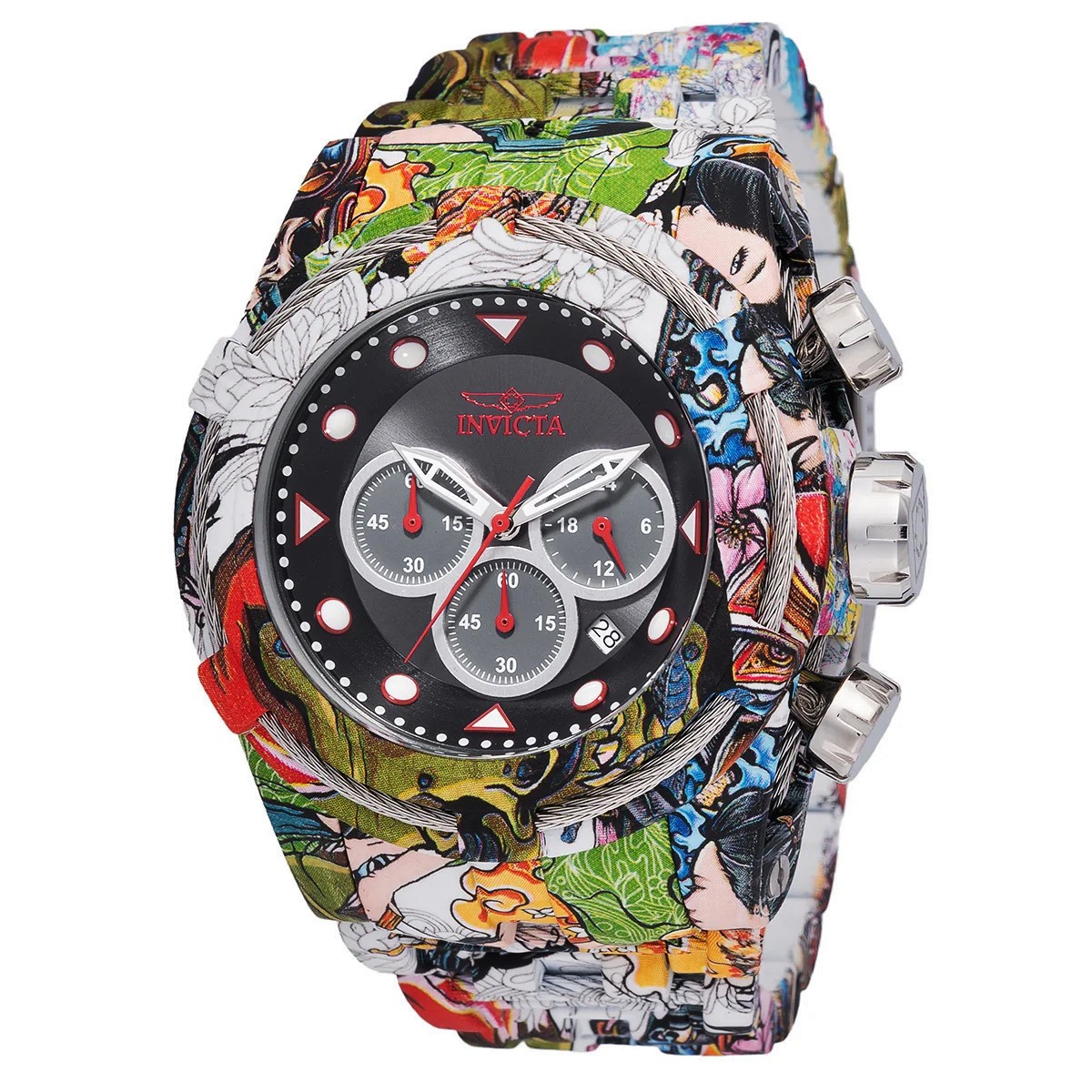 New Invicta 53mm BOLT ZEUS Chronograph Hydroplated Steel Black Dial SS Watch