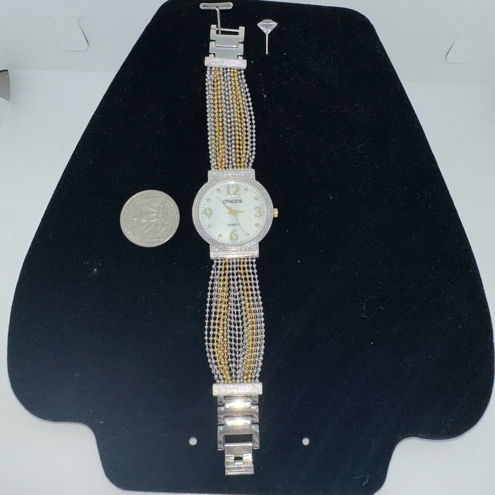 Chico’sp Multi-strand Gold & Silver Tone Ball Chain Watch Can Be Sized.