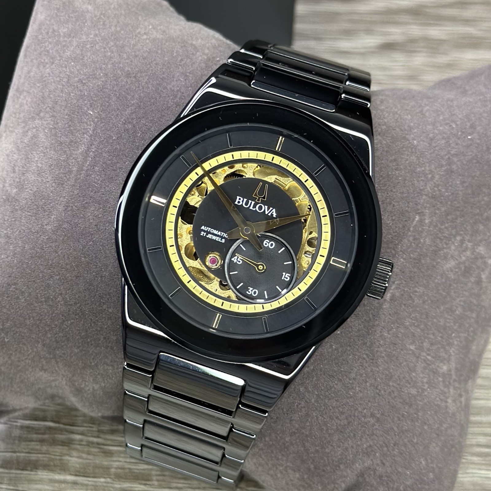 NEW✅CERAMIC✅ Bulova Modern Millennia Automatic Skeleton Black Men’s Watch 98A291